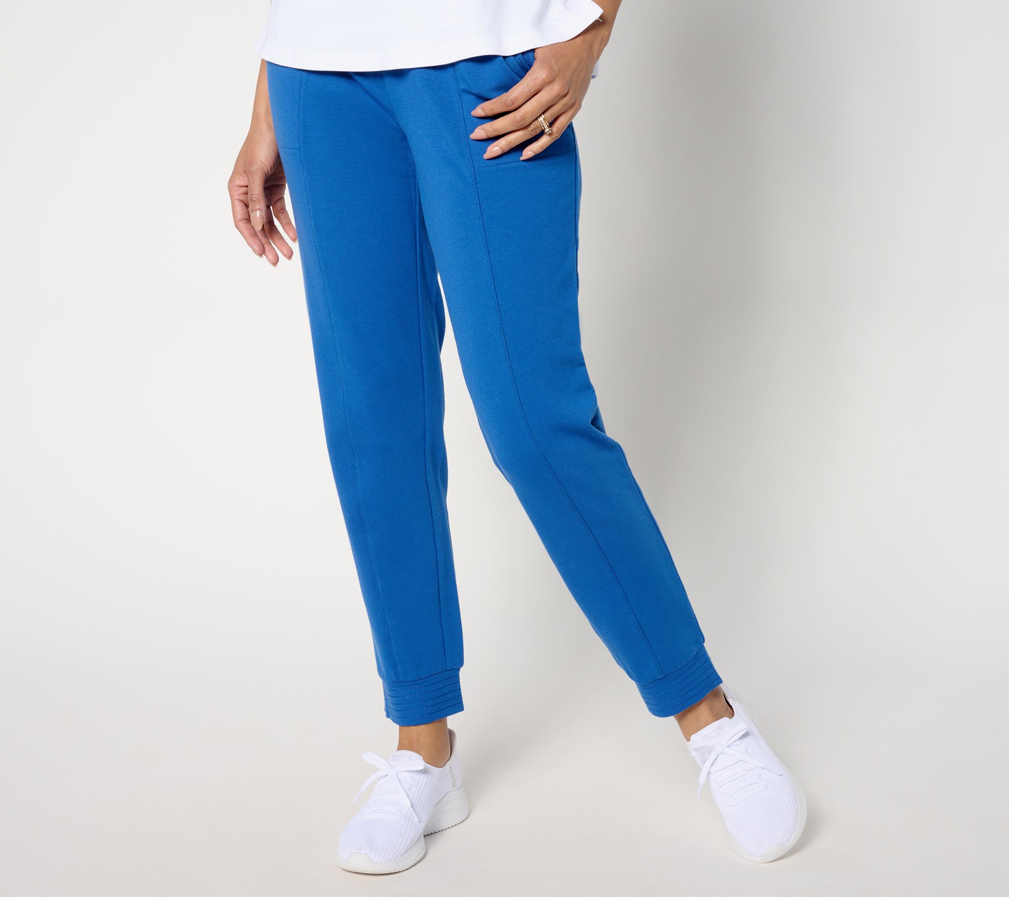 Denim & Co. Active Petite French Terry Slim Straight Ankle Pant