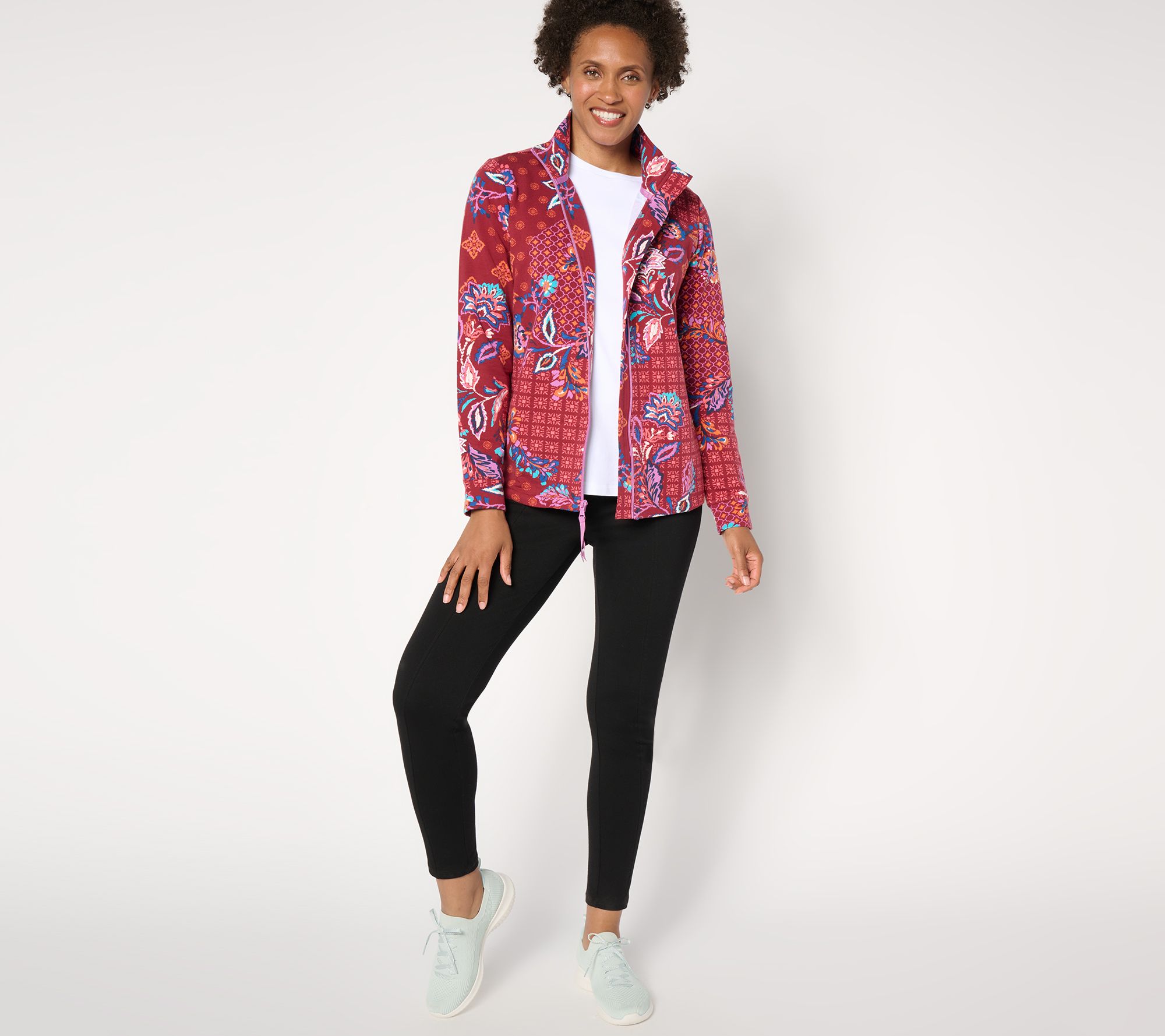 正式的 French Patchwork Printed Savvy Sport Terry QVC.com - Jacket トップス