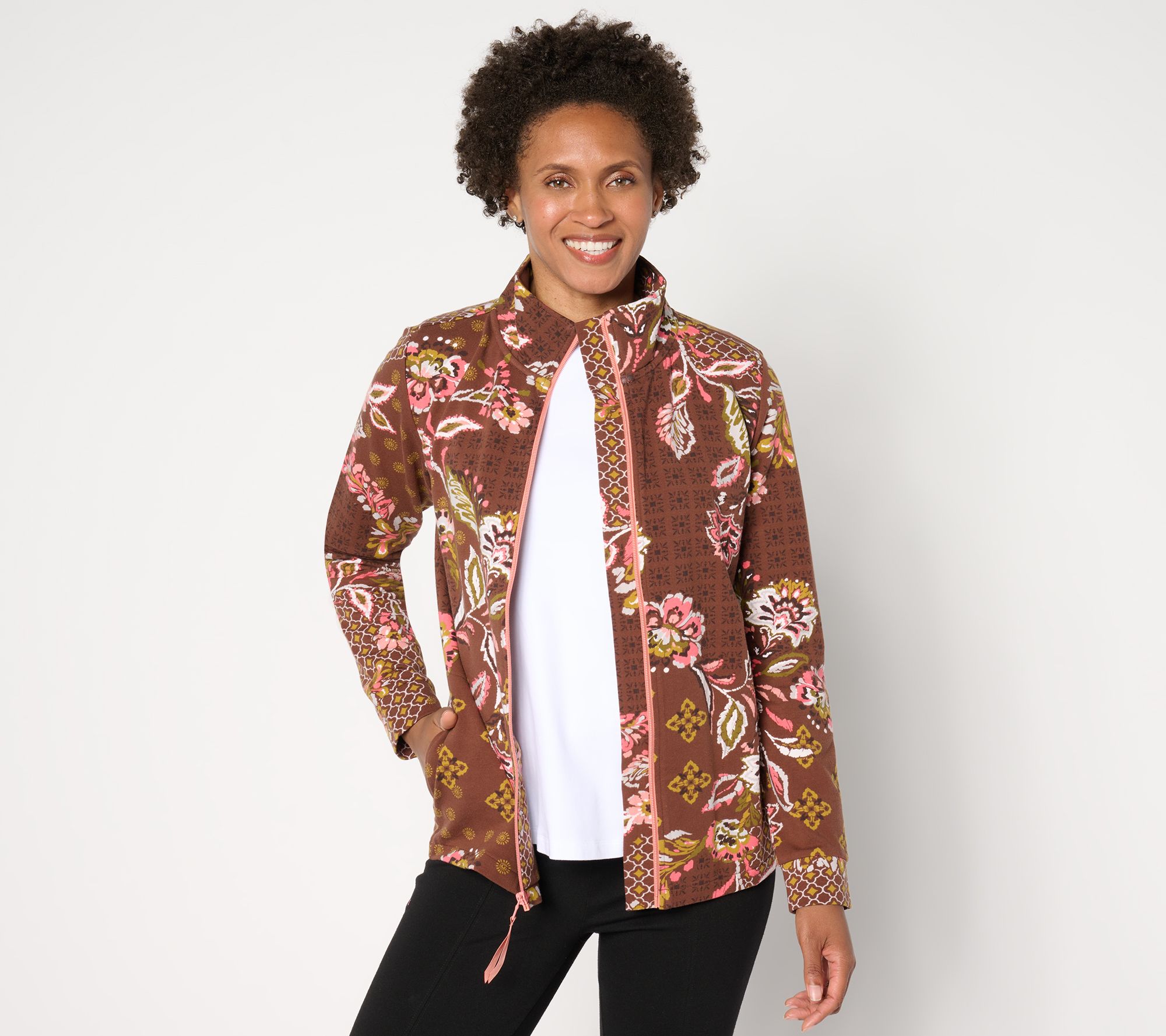Sport Savvy Printed Patchwork French Terry Jacket