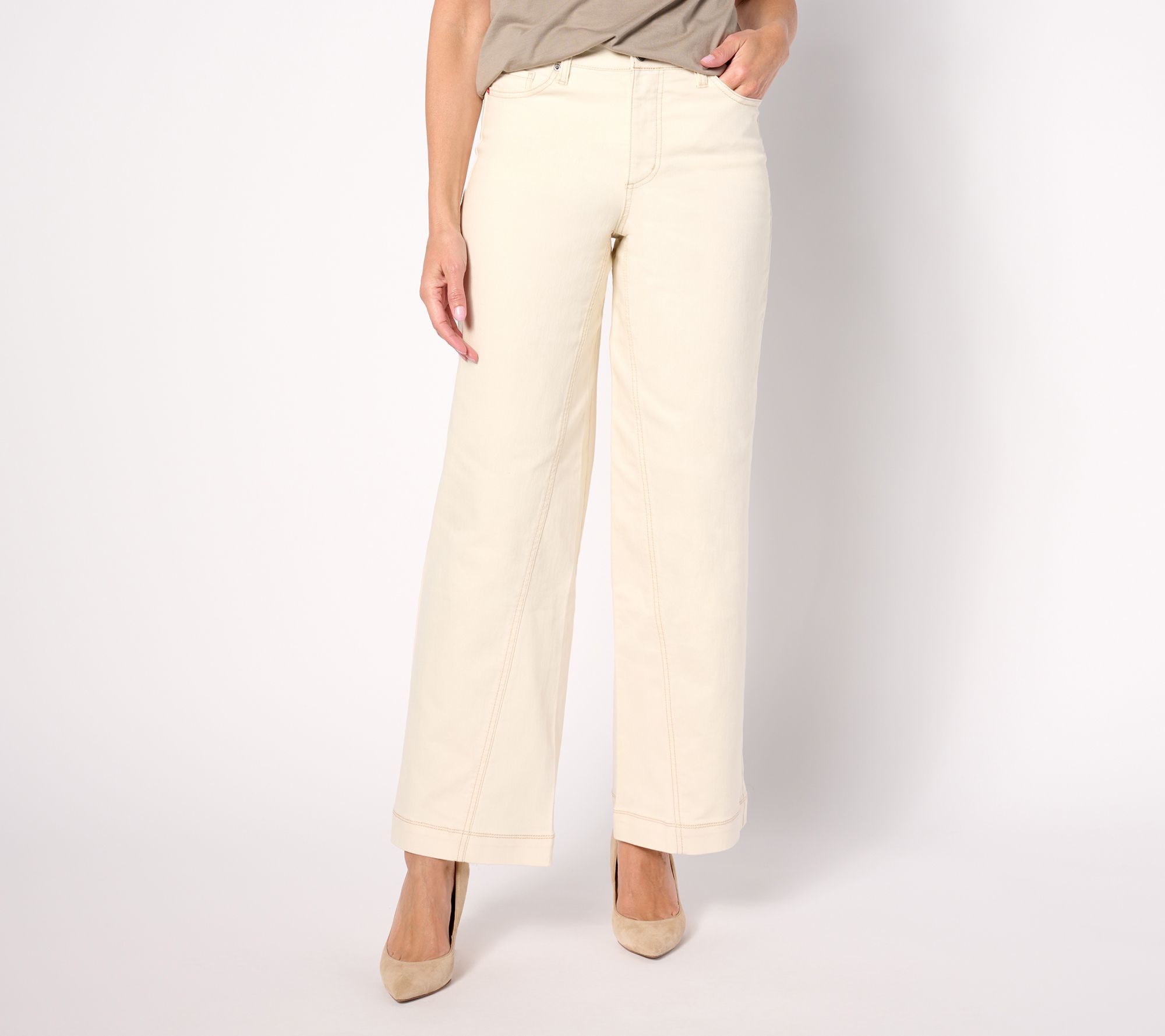 "As Is" Peace Love World Reg Forward Seam Wide Leg Jeans - Natural