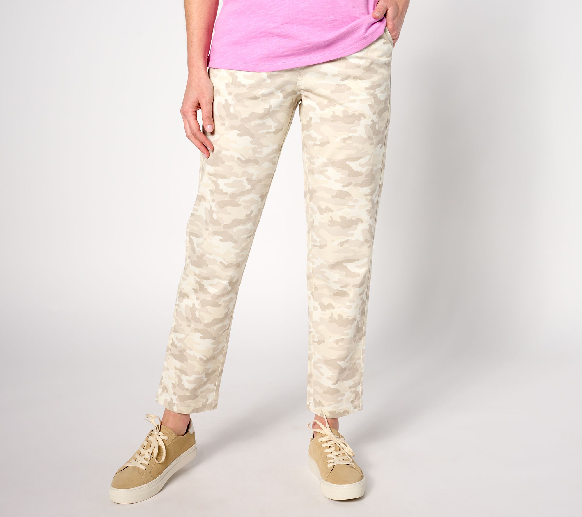 "As Is" Denim & Co. Tall EasyWear Twill Straight Leg Pant w/ Pockets