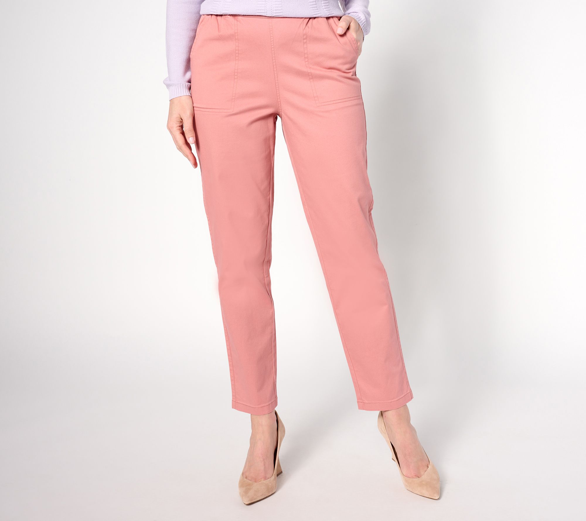 "As Is" Denim & Co. Tall EasyWear Twill Straight Leg Pant w/ Pockets