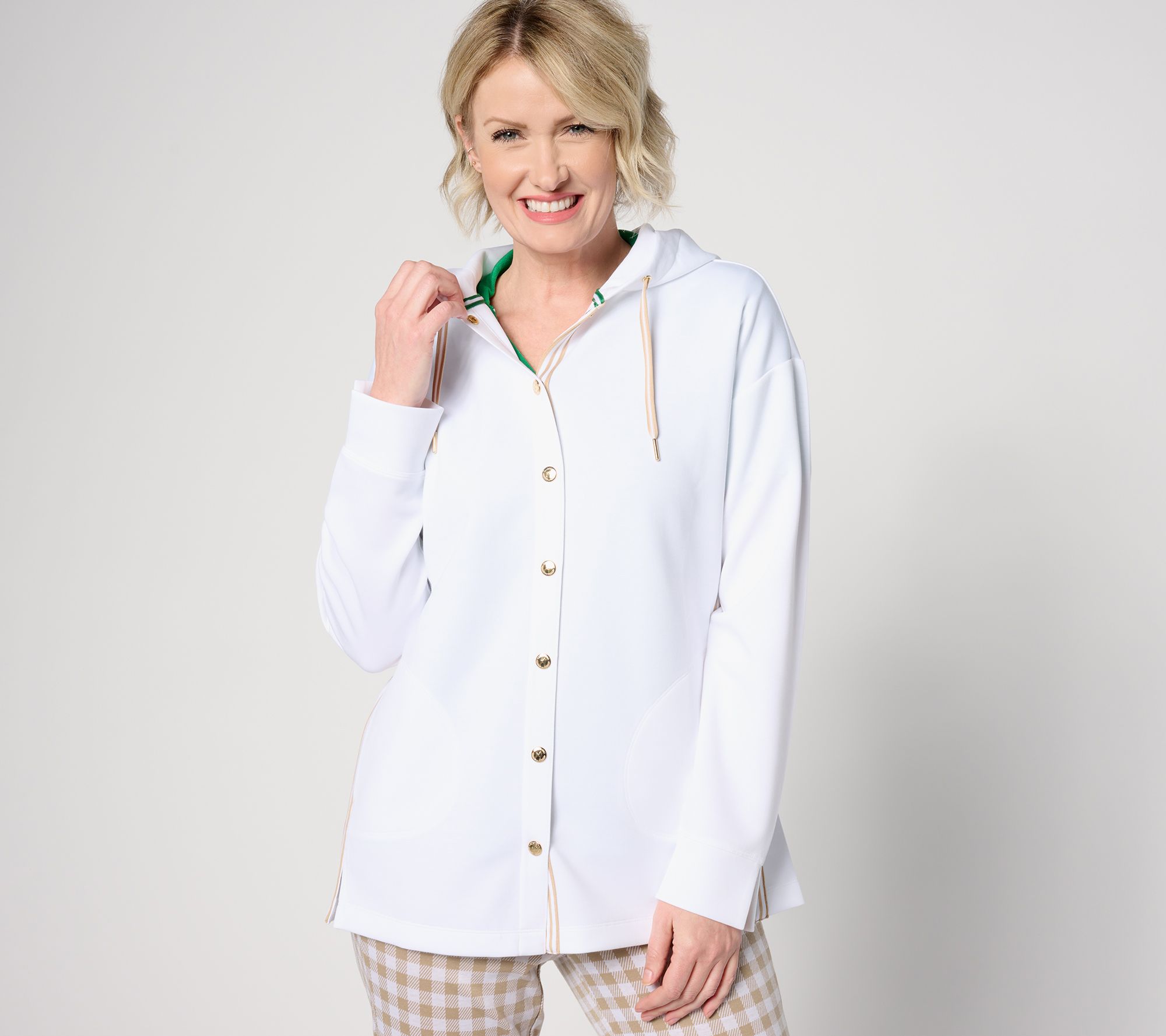 "As Is" Isaac Mizrahi Live! Regular Clubhouse Scuba Knit Tunic