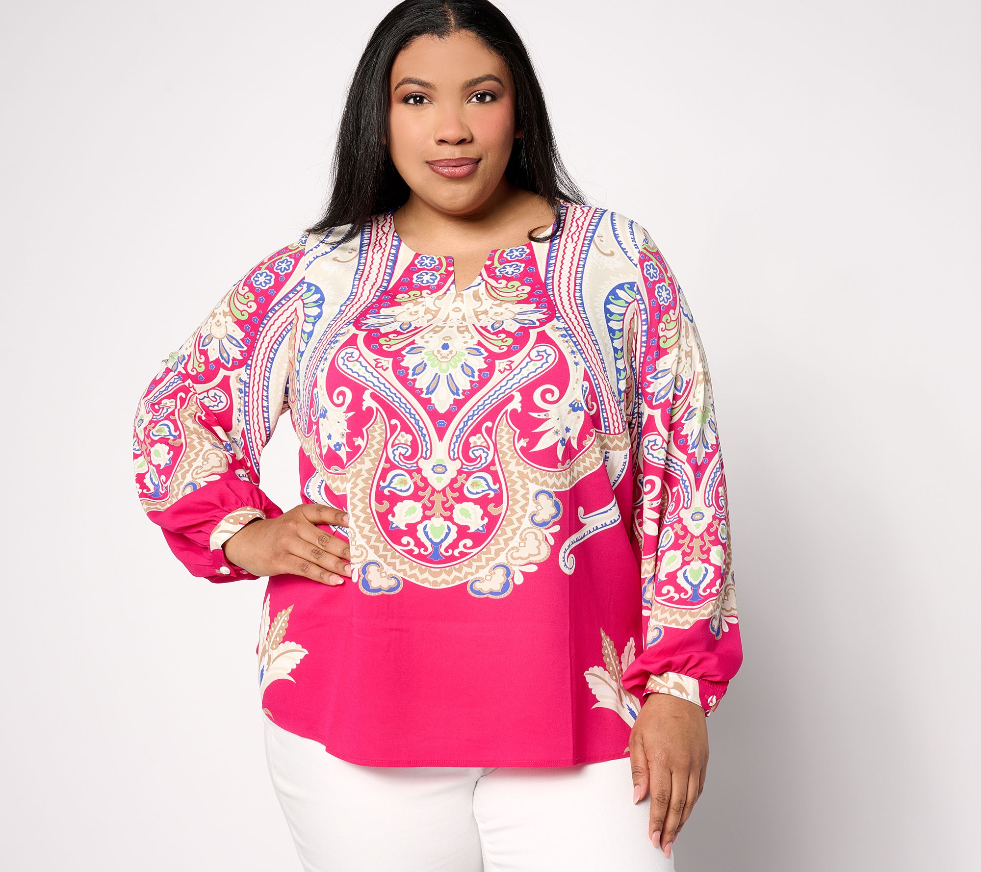 "As Is" Belle by Kim Gravel Modern Medallion Print Blouse