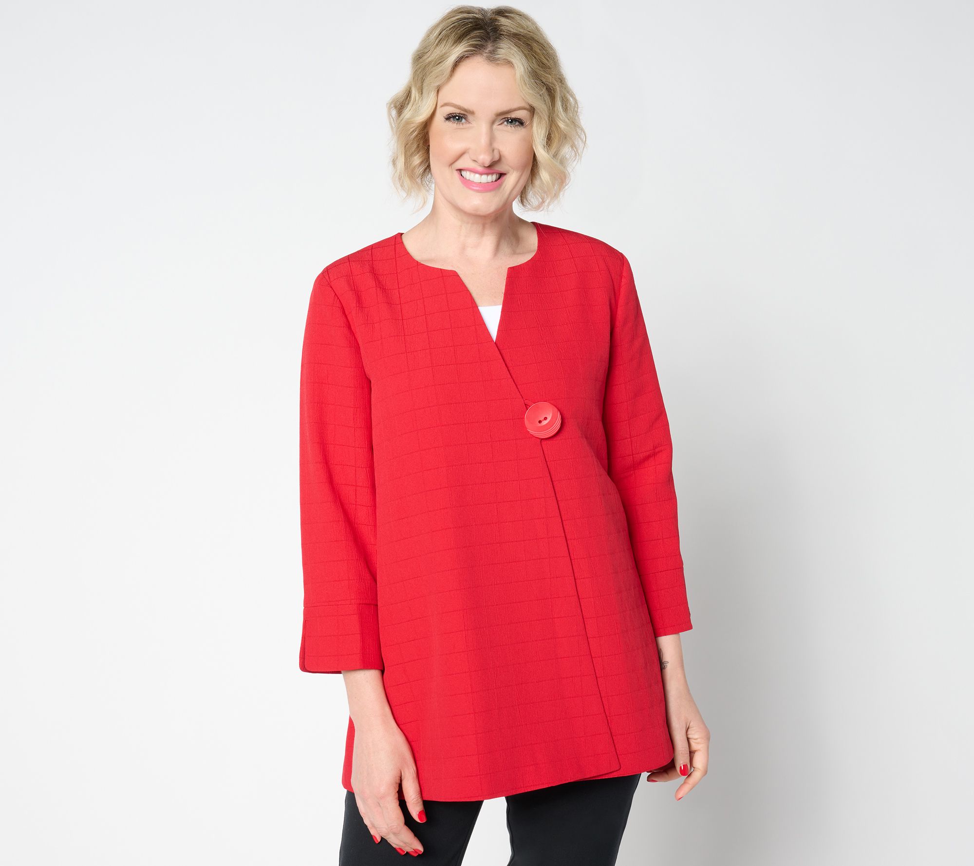 GRAVER Susan Graver Textured Woven Swing Jacket - QVC.com