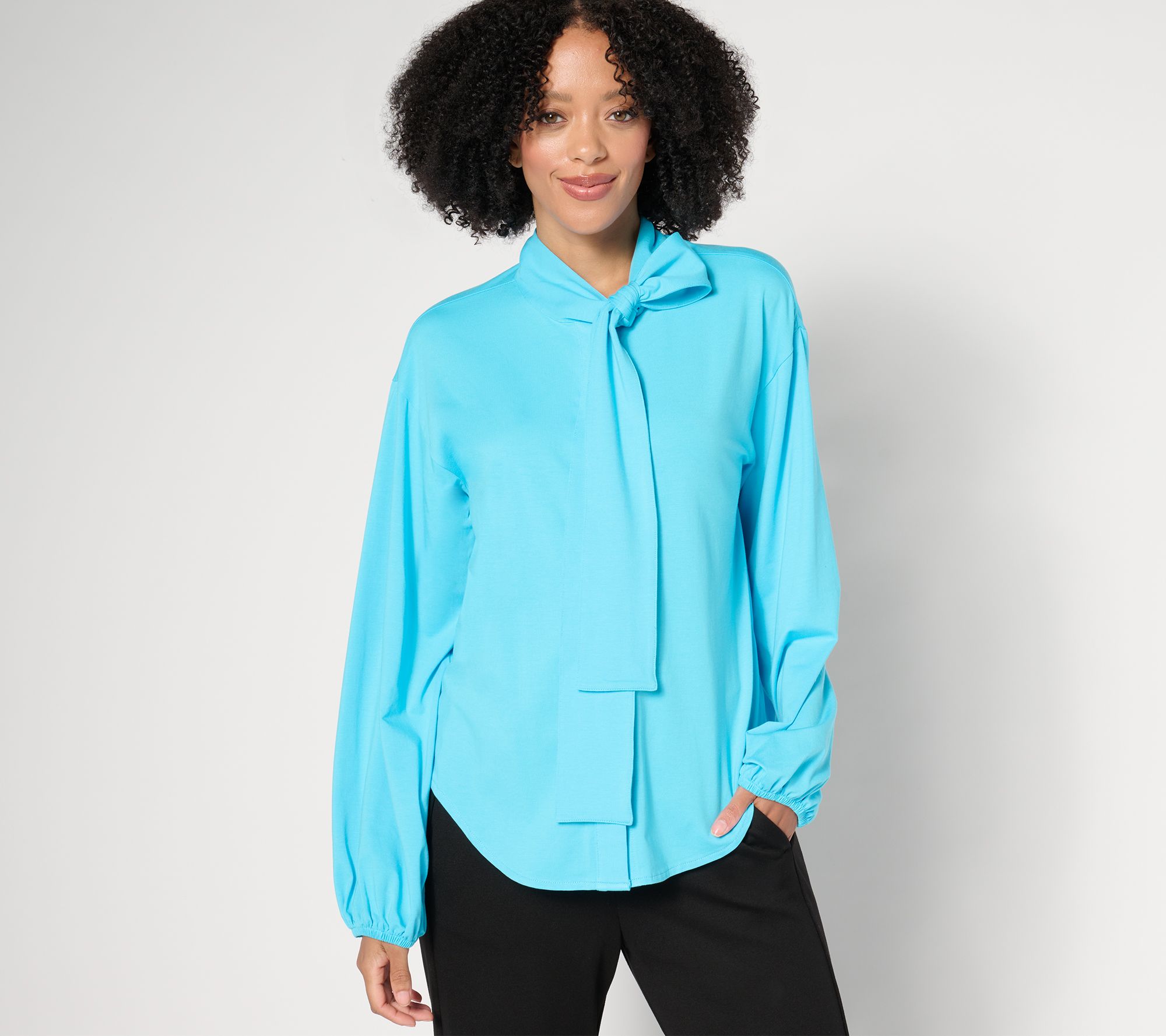 by Stacy London Jersey Knit Bow Blouse