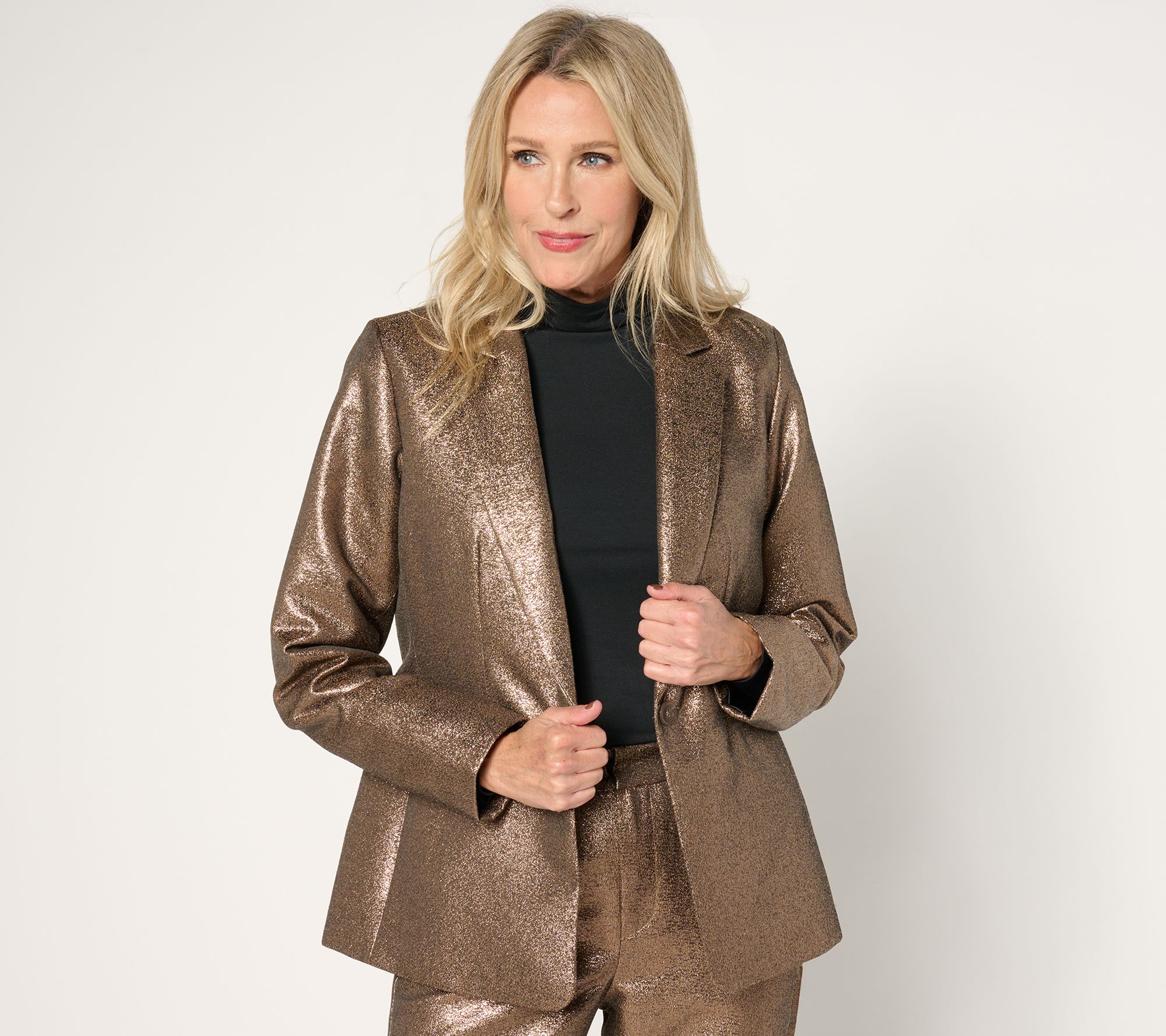 Joan Rivers Red Carpet Petite Metallic Shimmer Blazer