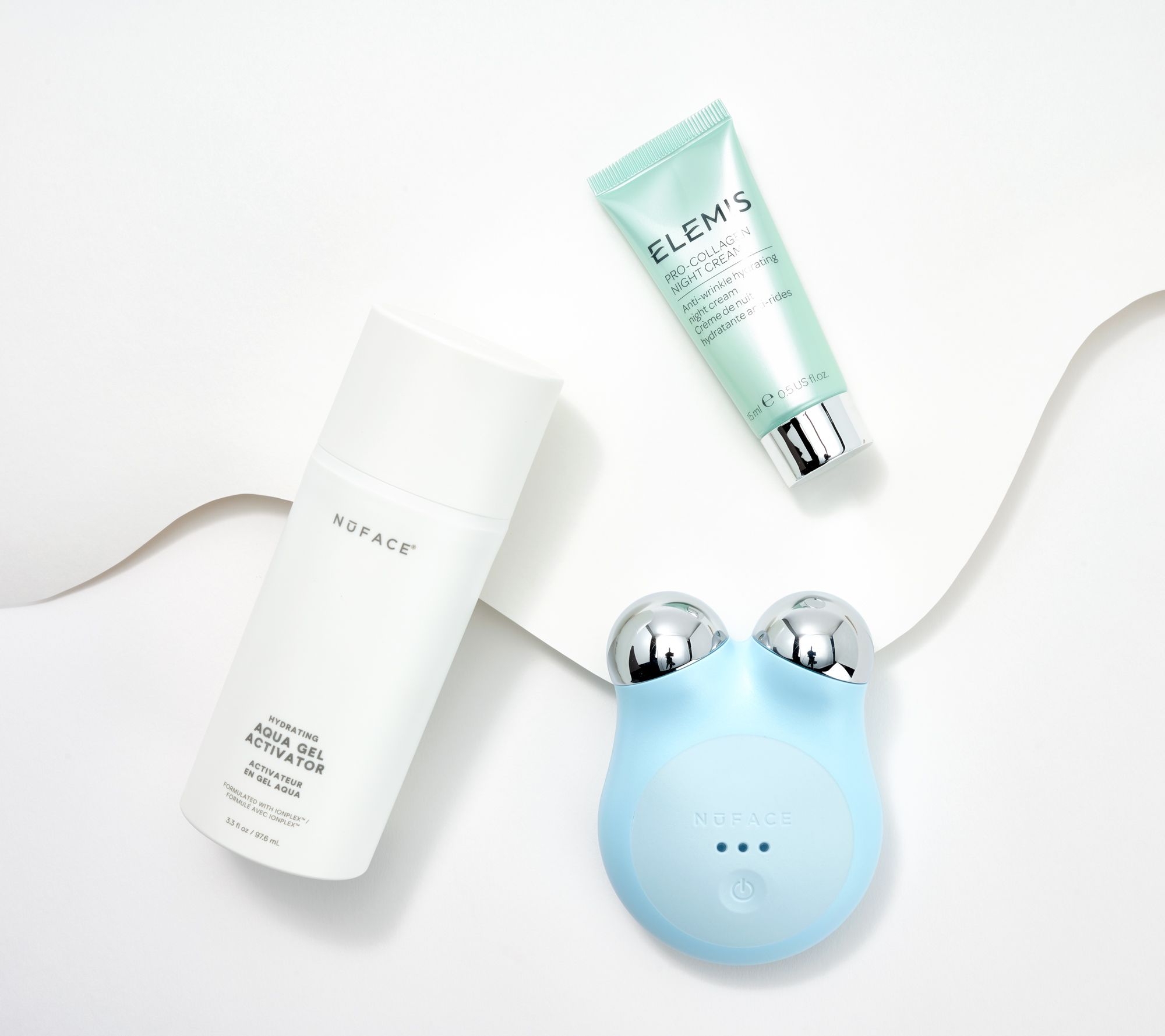 NuFace Mini+, Aqua Gel, & Elemis Pro Collagen Night Cream