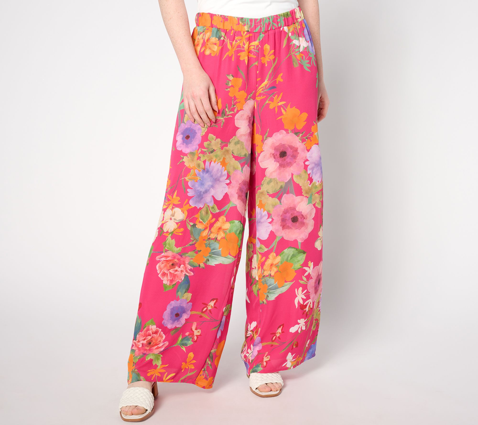 "As Is" Dennis Basso Regular Italia Knit Printed Flowy Pant