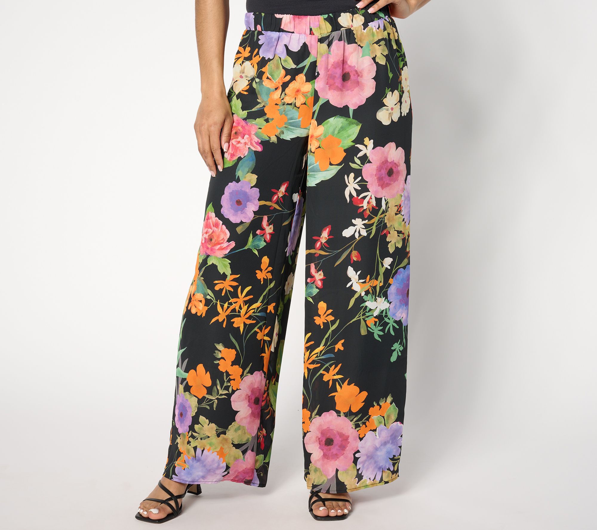 "As Is" Dennis Basso Regular Italia Knit Printed Flowy Pant