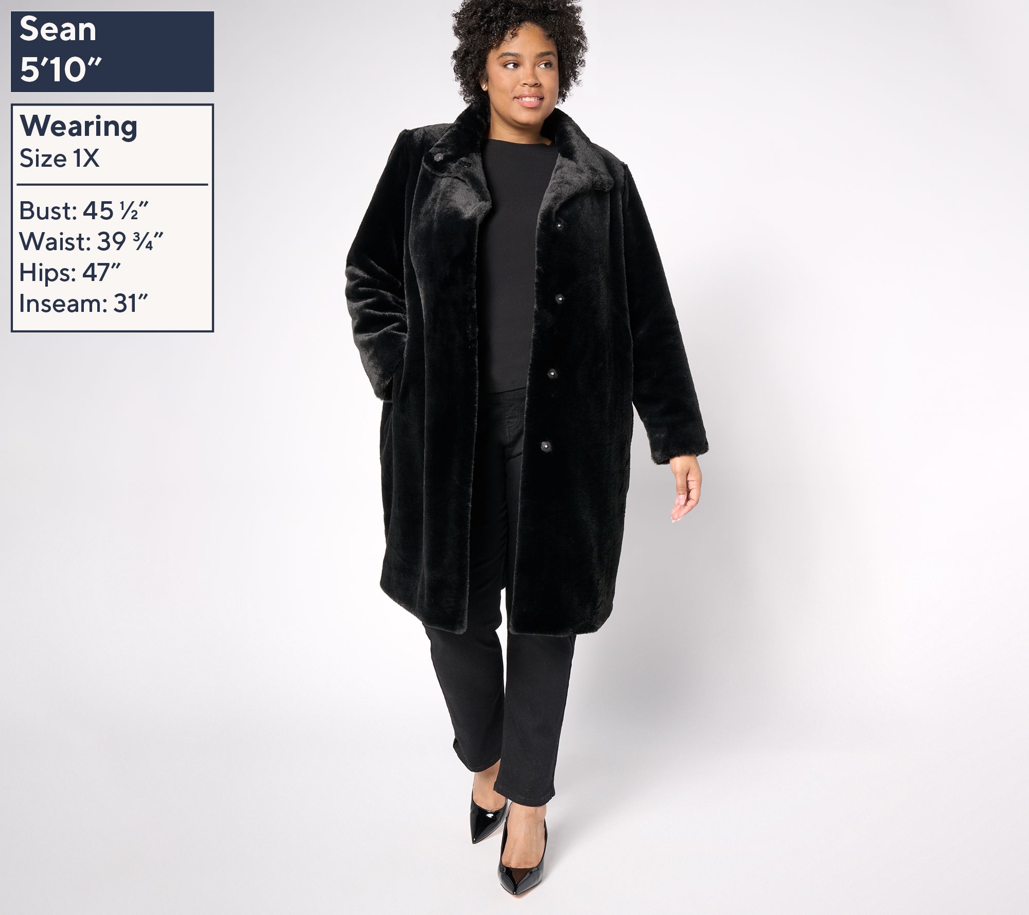 Dennis Basso Regular Faux Mink Coat w/ Convertible Collar