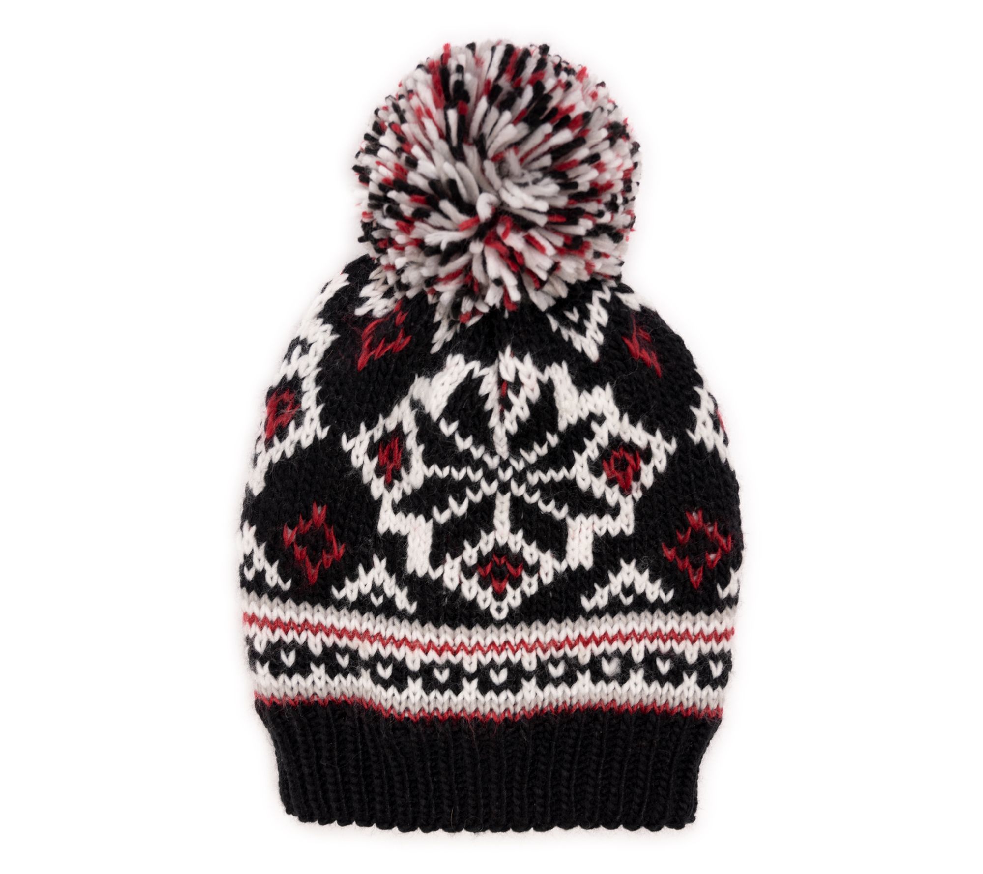 MUK LUKS Women's Fair Isle Knit Pom-Pom Beanie