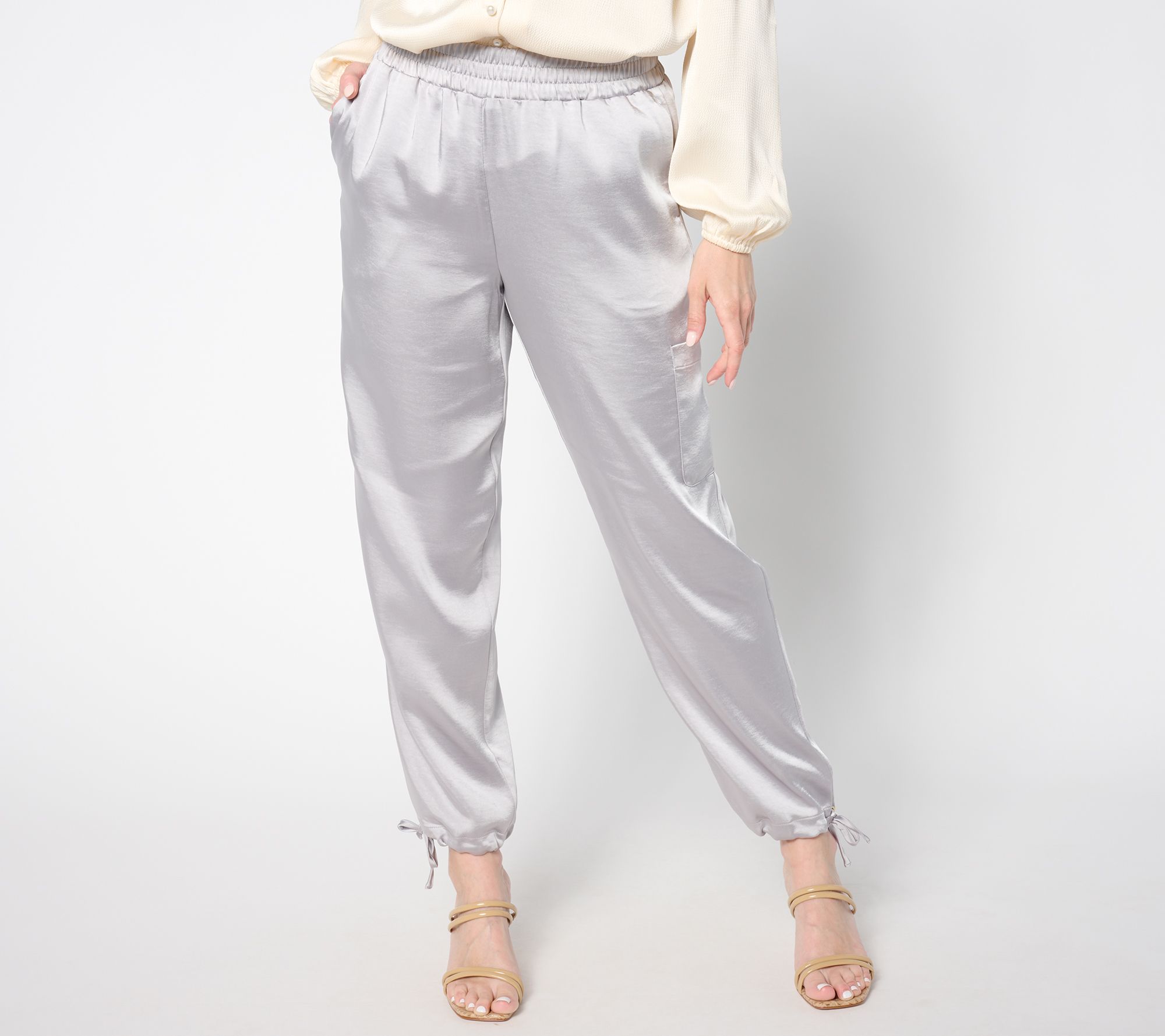 "As Is" Susan Graver Petite Matte Sateen Sofia Straight Leg Ankle Pant