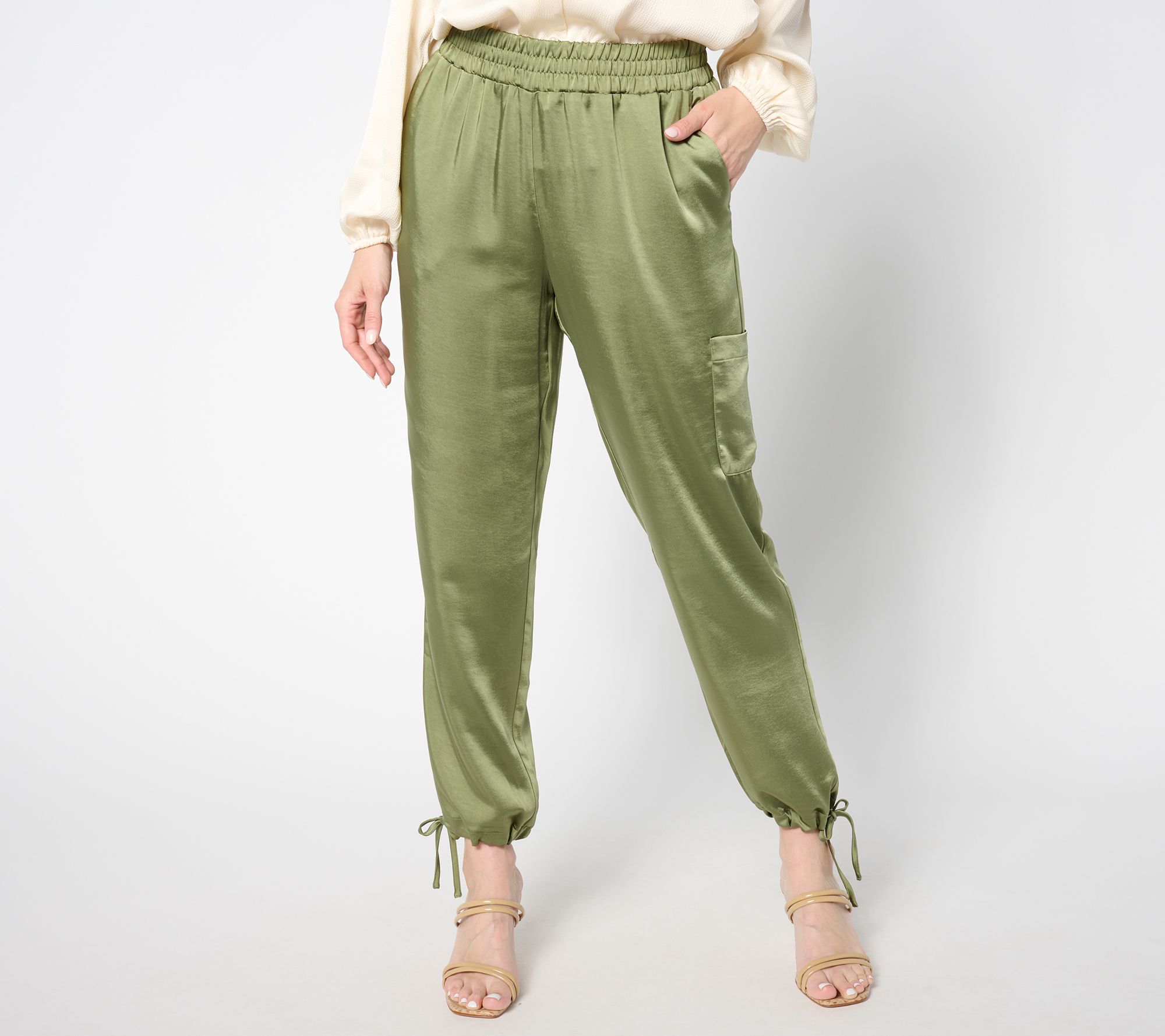 "As Is" Susan Graver Petite Matte Sateen Sofia Straight Leg Ankle Pant