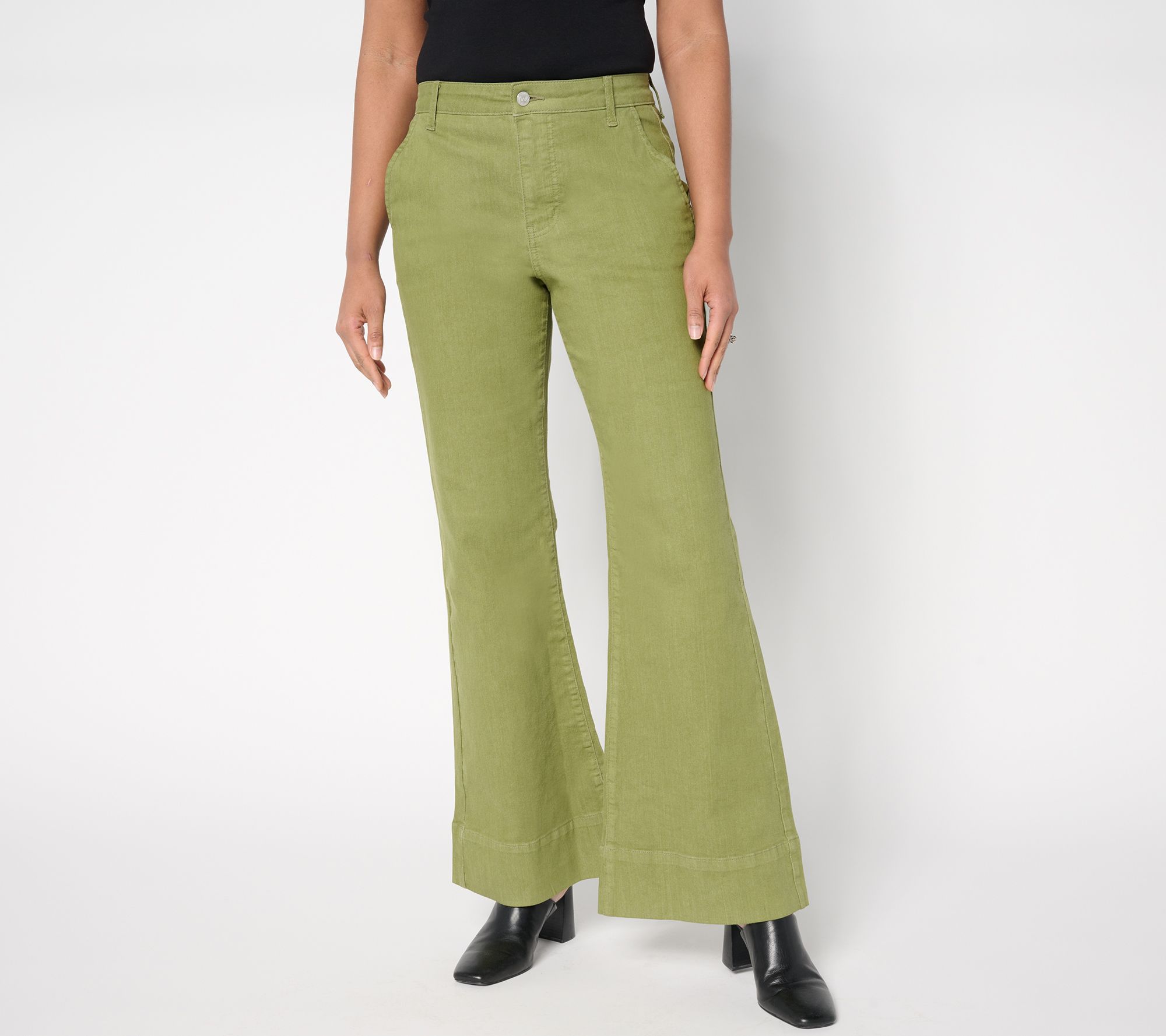 Me by Jennie Garth Petite Piece Dye Full Length Flare Jeans