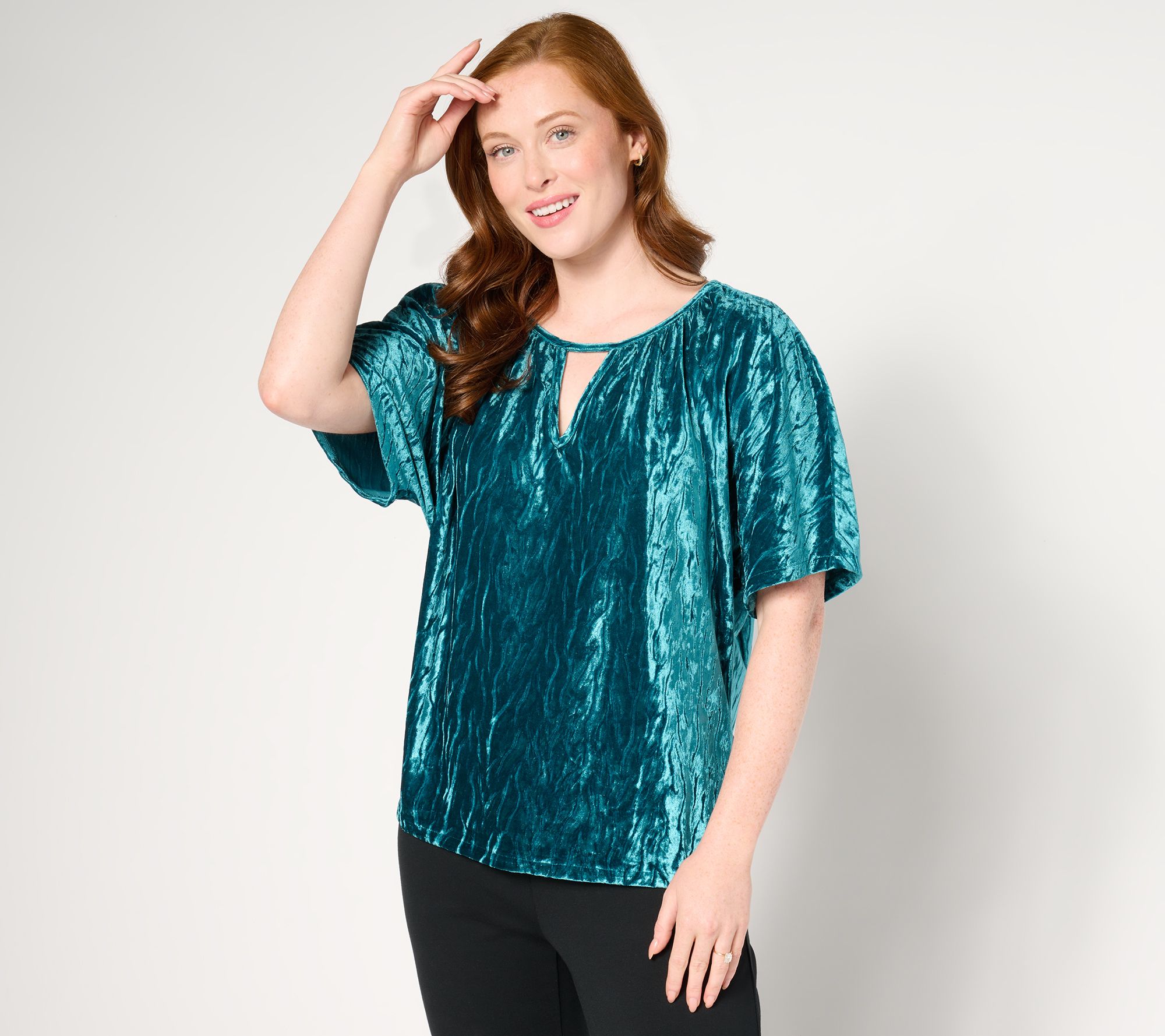 "As Is" BEAUTIFUL by Lawrence Zarian Crinkle Velvet Top