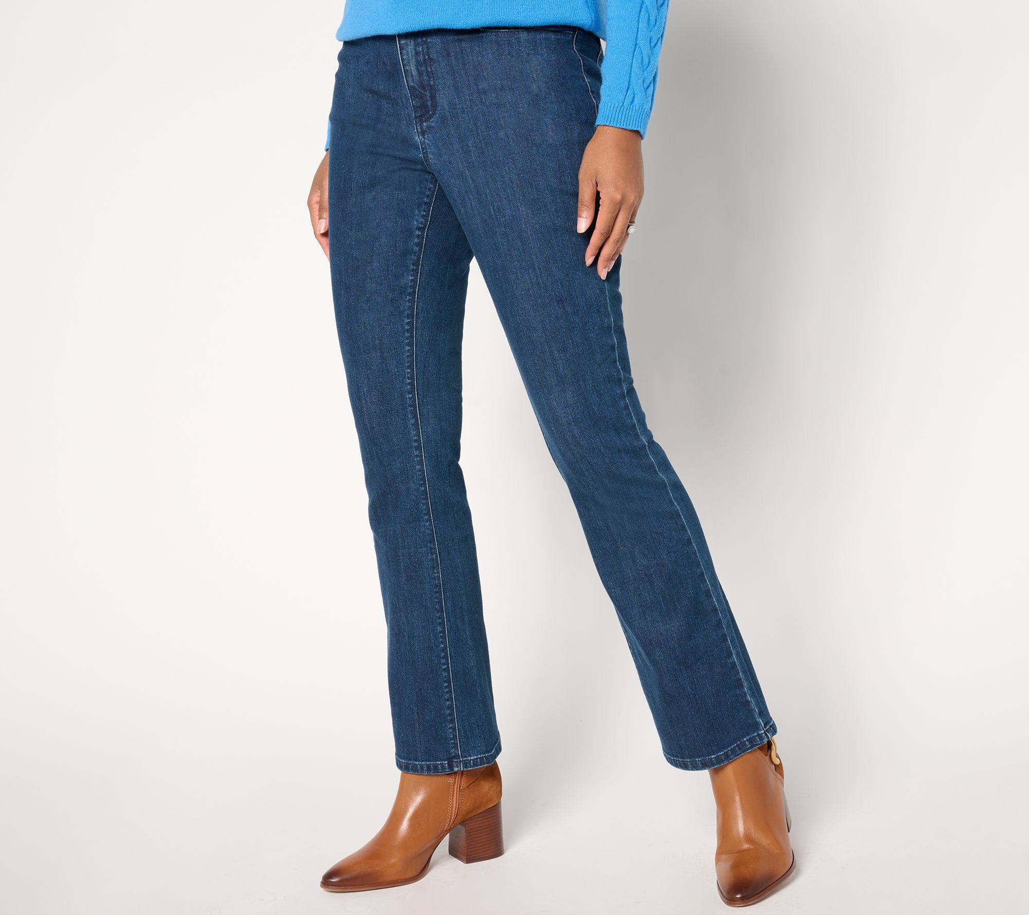 "As Is" Susan Graver Stretch Denim Regular Classic Boot Cut Jean