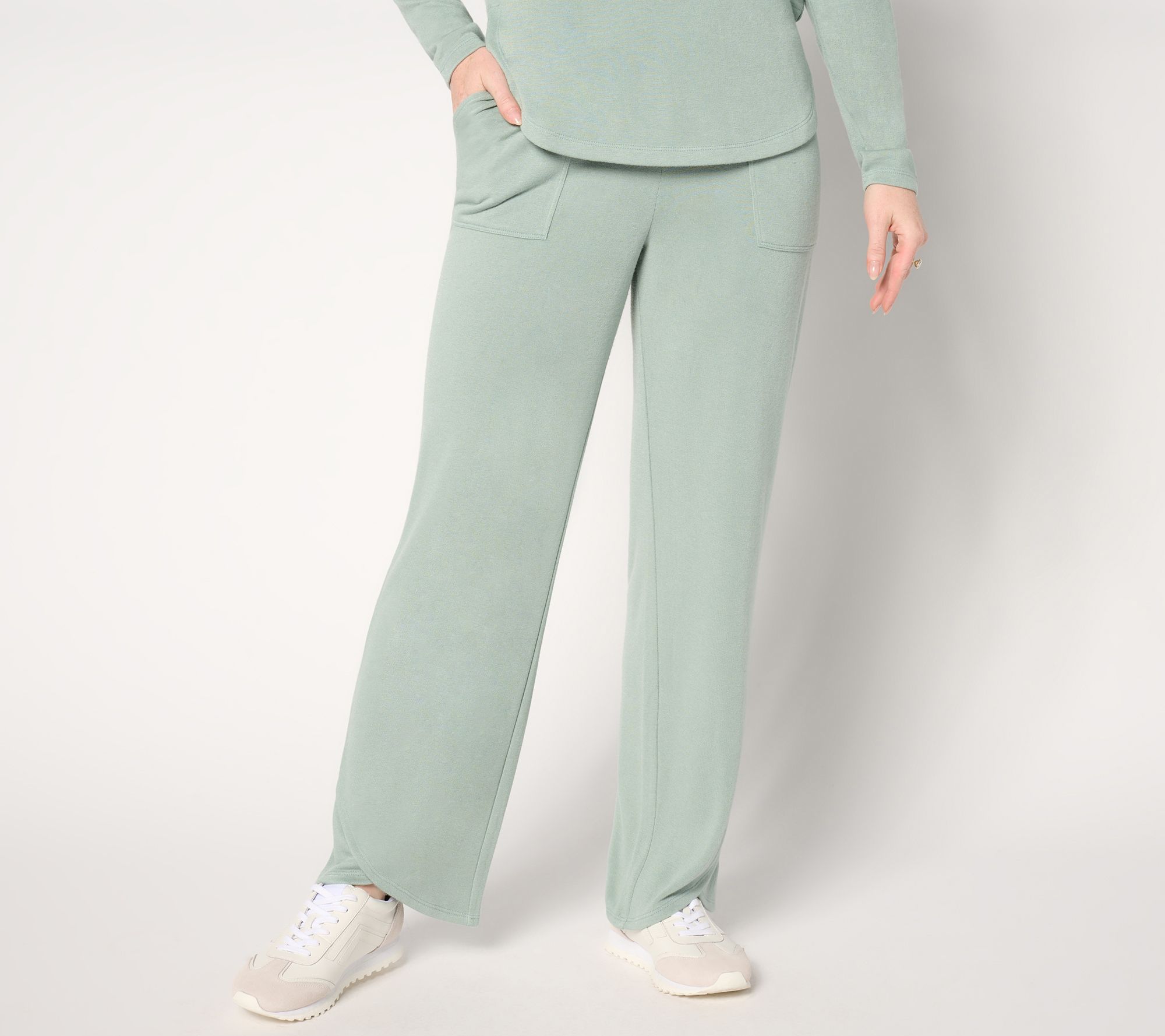 "As Is" AnyBody Regular Plush Knit Tulip Hem Pants with Pockets