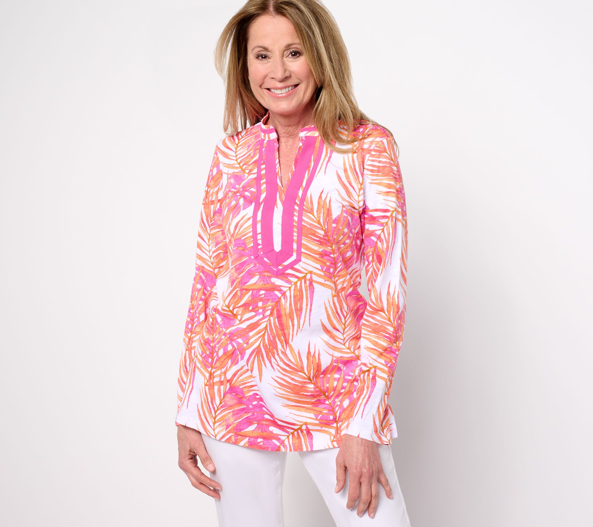 Bellisima by Kim Gravel Petite Palm Party Boutique Ribbon Trim Top