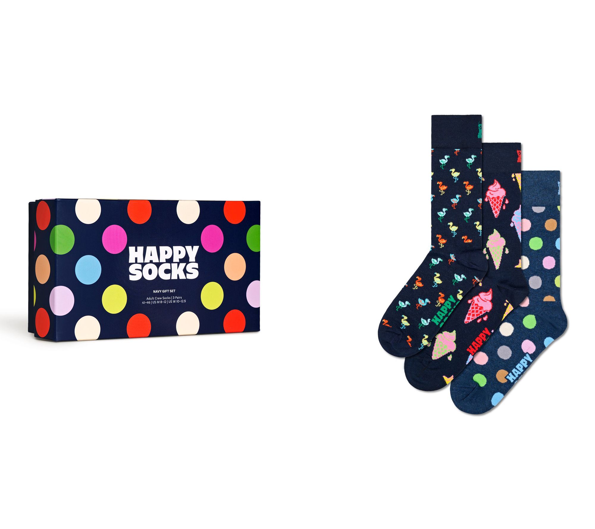 Happy Socks Unisex Set of 3 Gift Boxed Crew Soc ks - Novelty