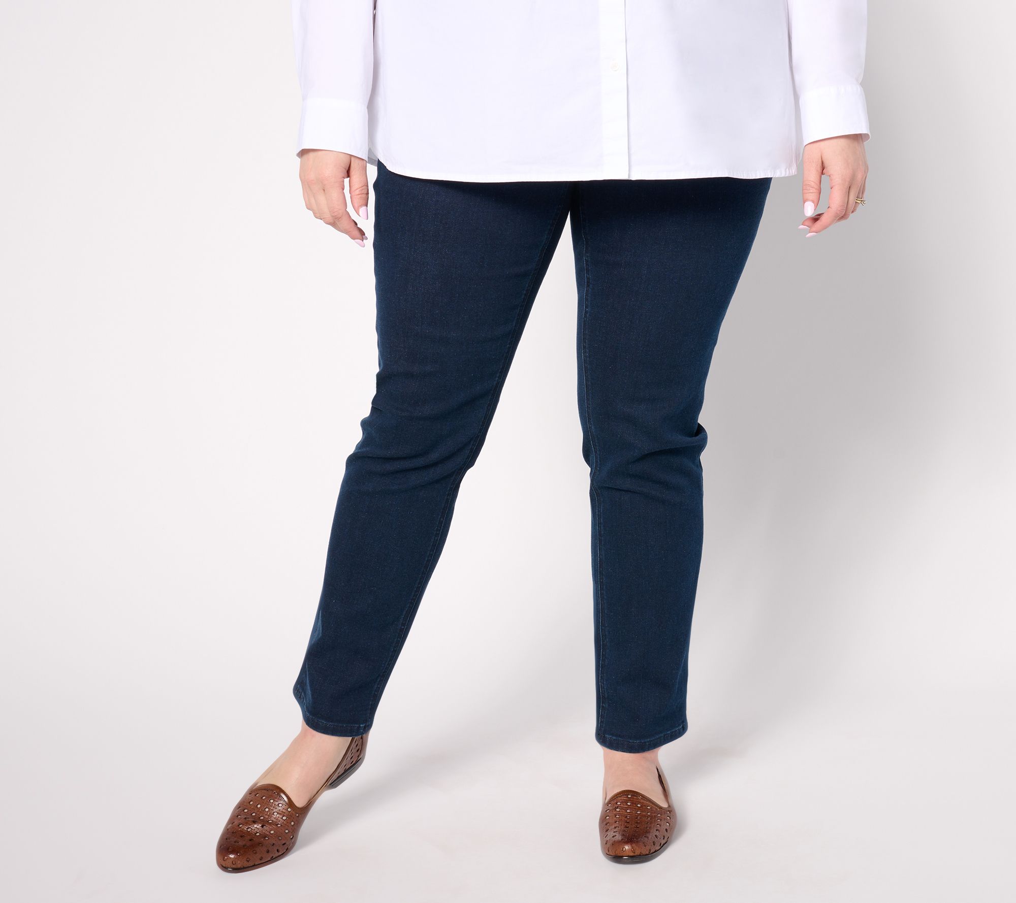 "As Is" Denim & Co. Signature Petite Indigo Perfect Flex Jean