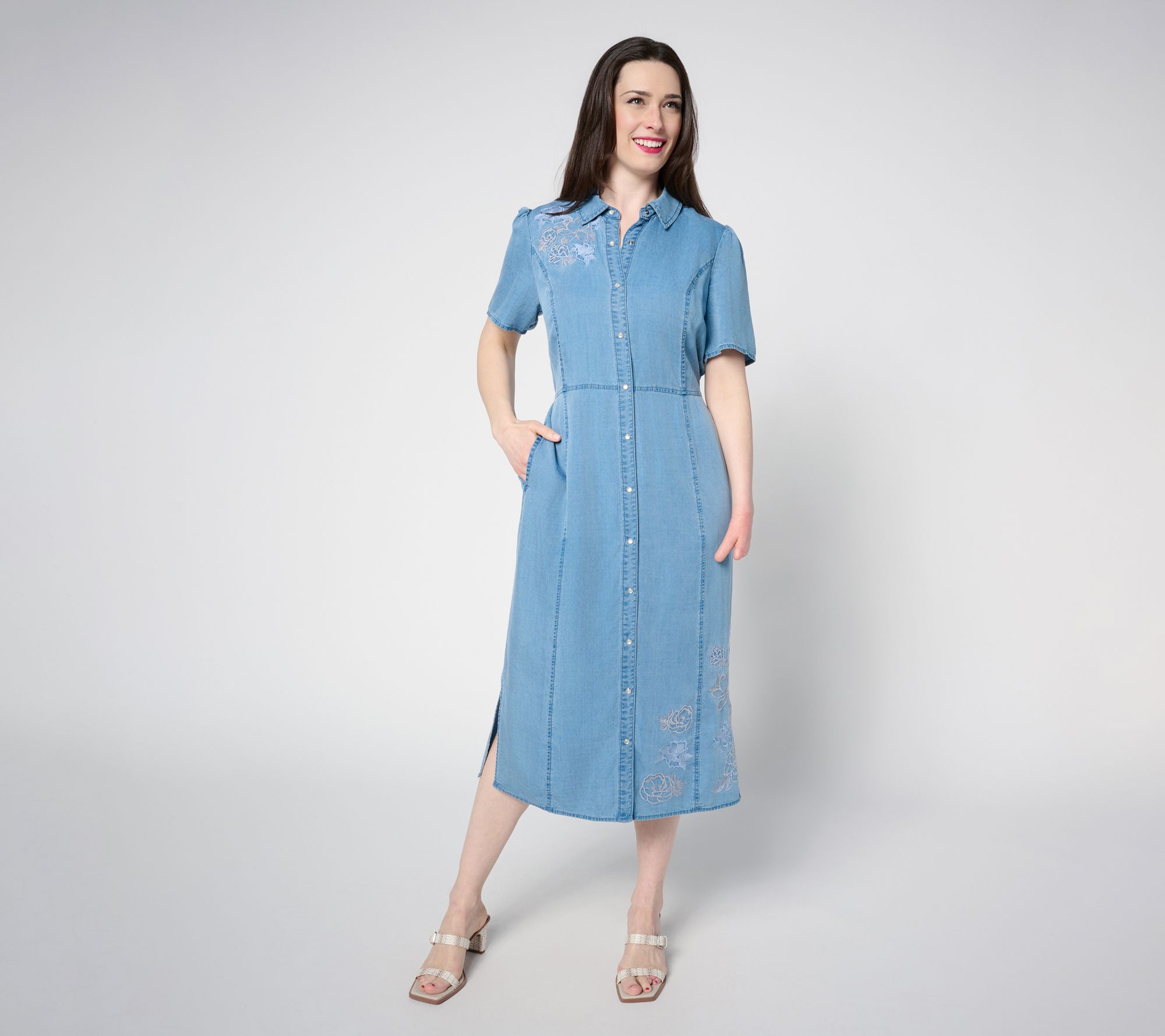 Studio Park x Terri Conn Regular Lyocell Embroidered Shirt Dress
