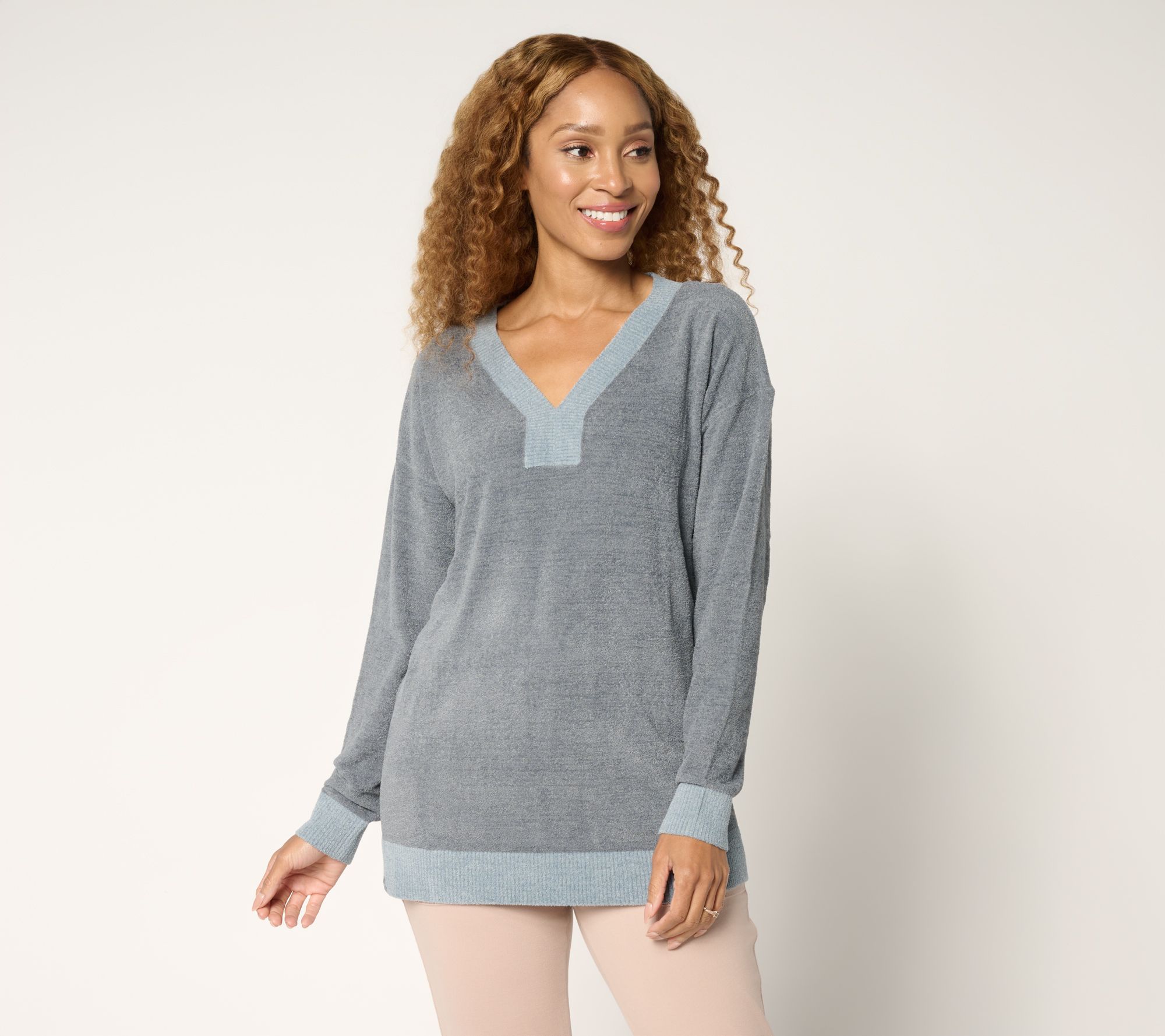 Barefoot Dreams Reg. CozyChic Ultra Lite Color Block V-Neck Tunic