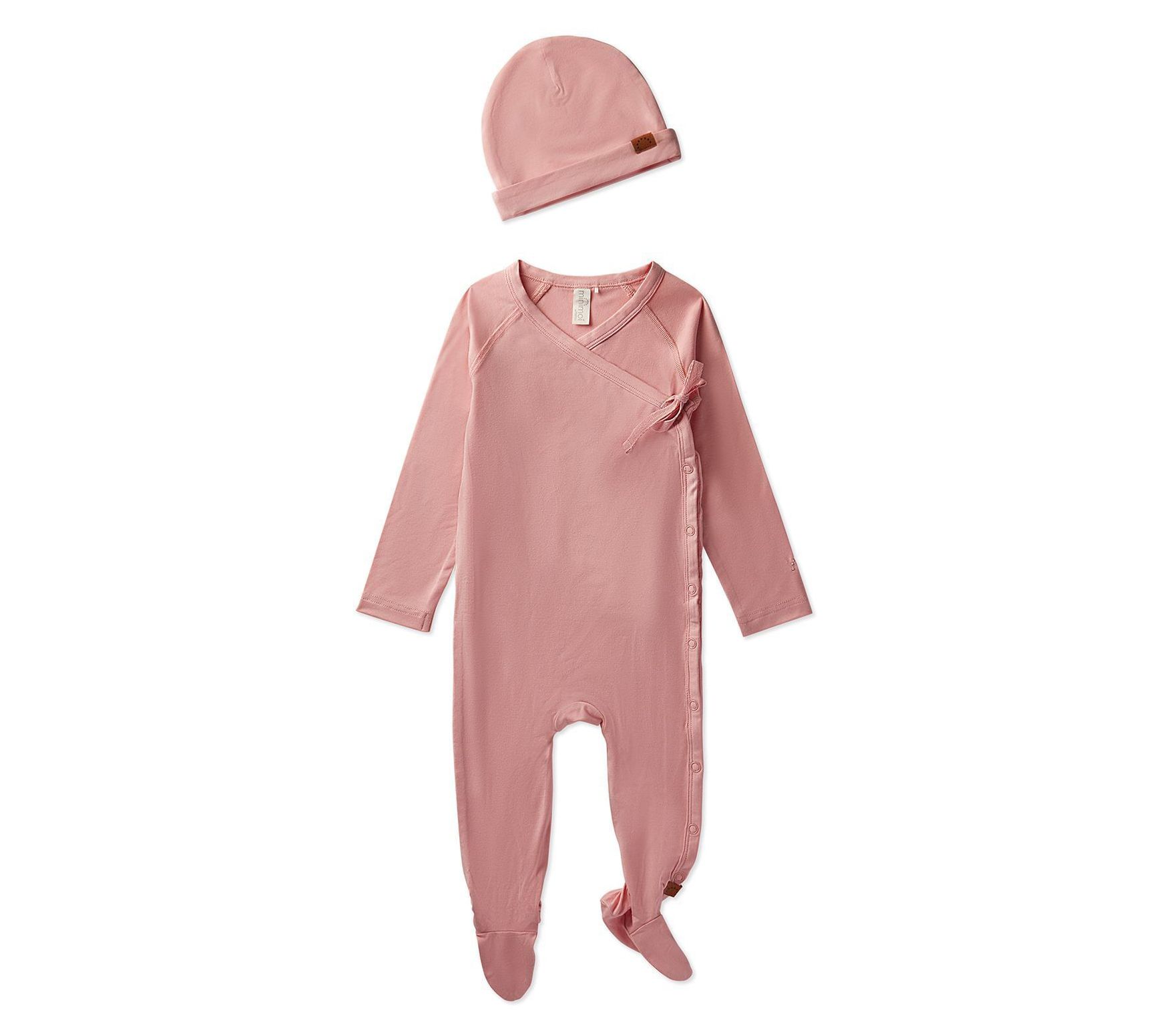 MiniMoi Girls' Solid Crossover Footie Pajama Set