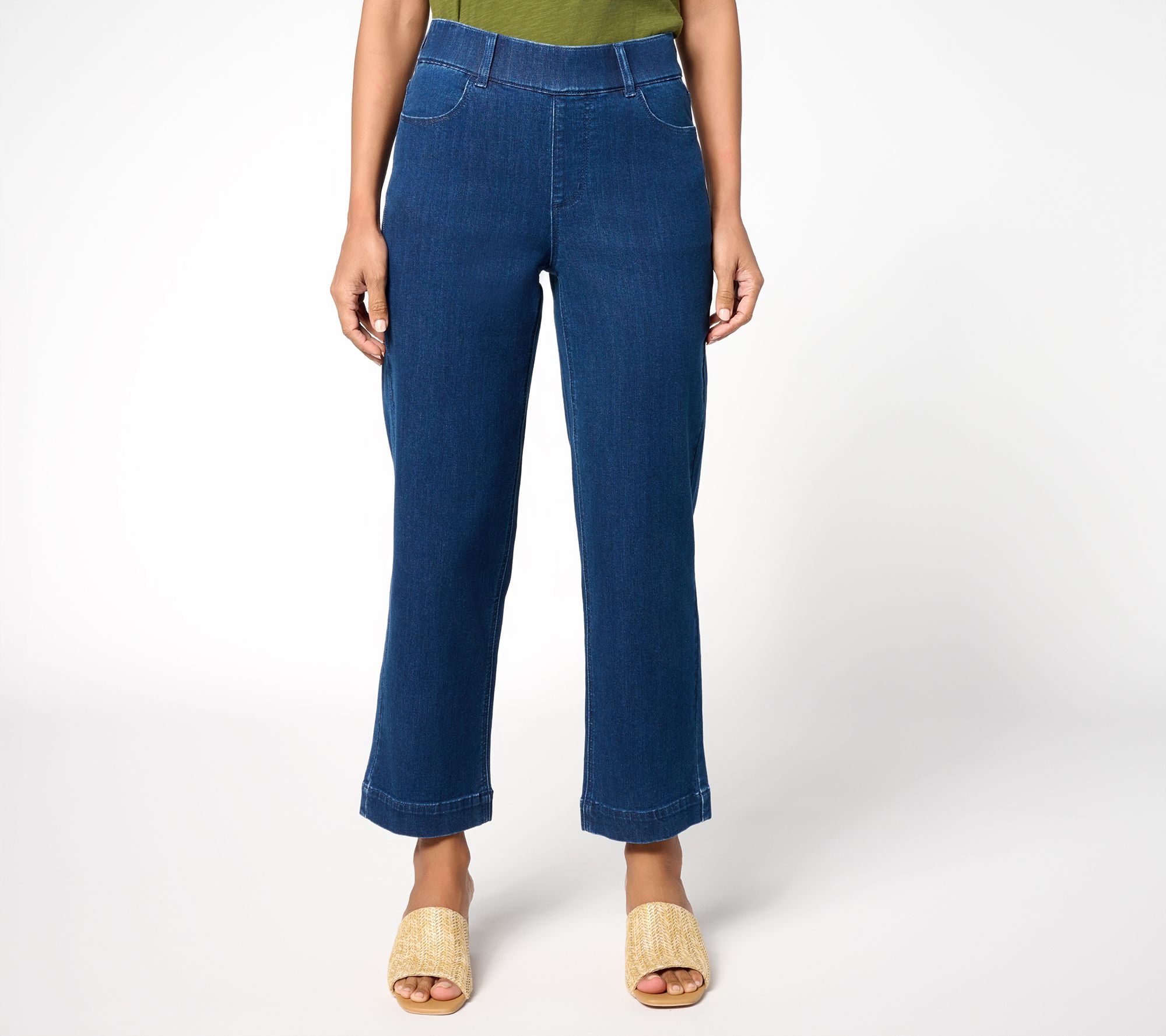 Susan Graver Regular Stretch Denim Pull-On Full Leg Ankle Jean