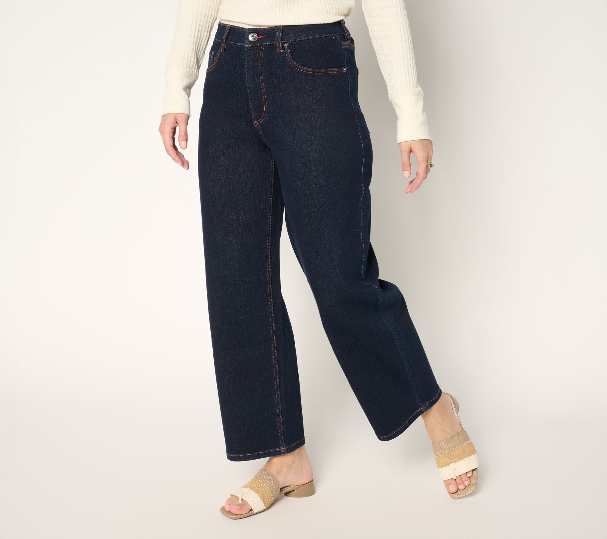 Peace Love World Petite Barrel Leg Denim Jeans - Indigo