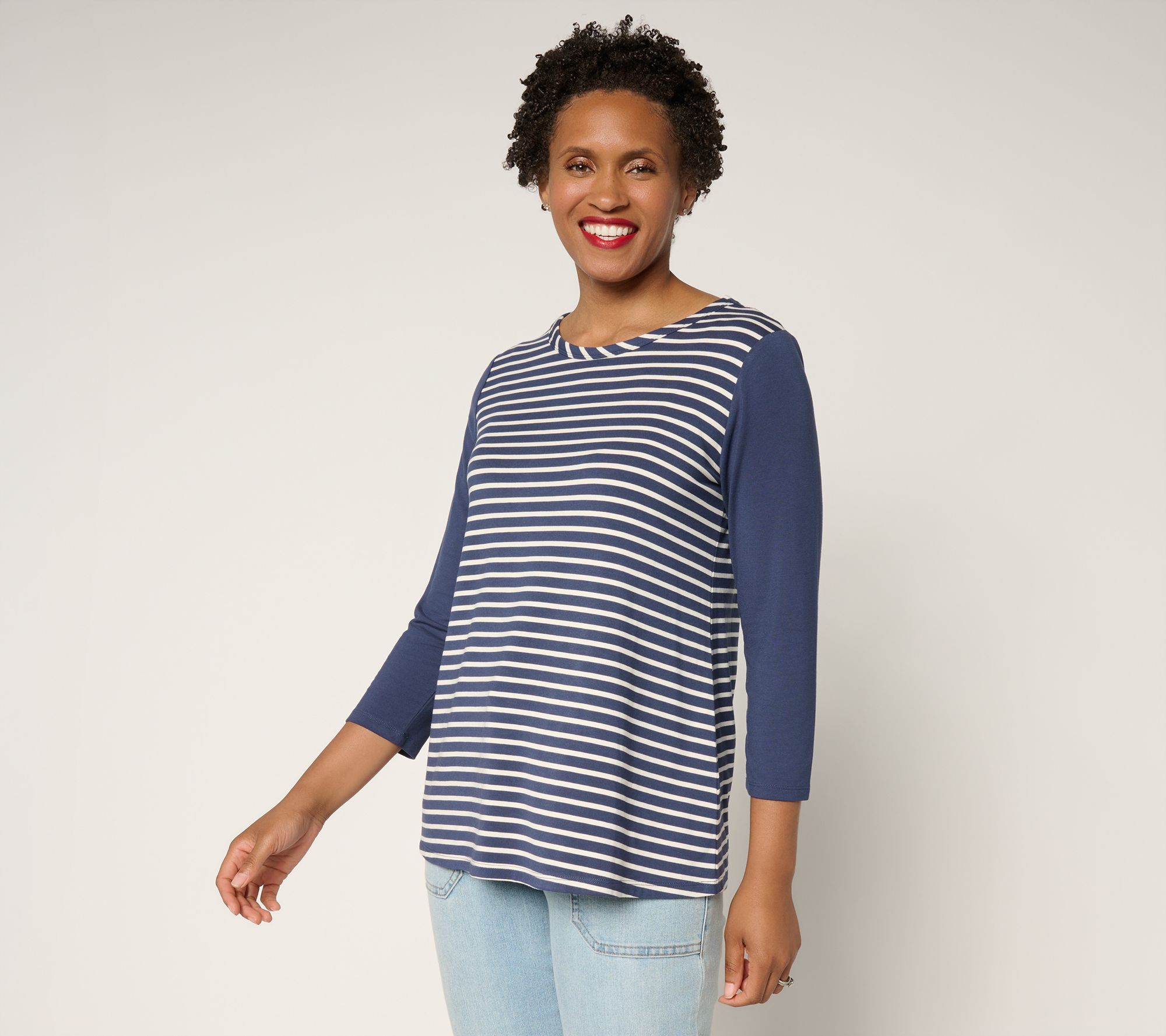 LOGO by Lori Goldstein Rayon 230 Stripe Top
