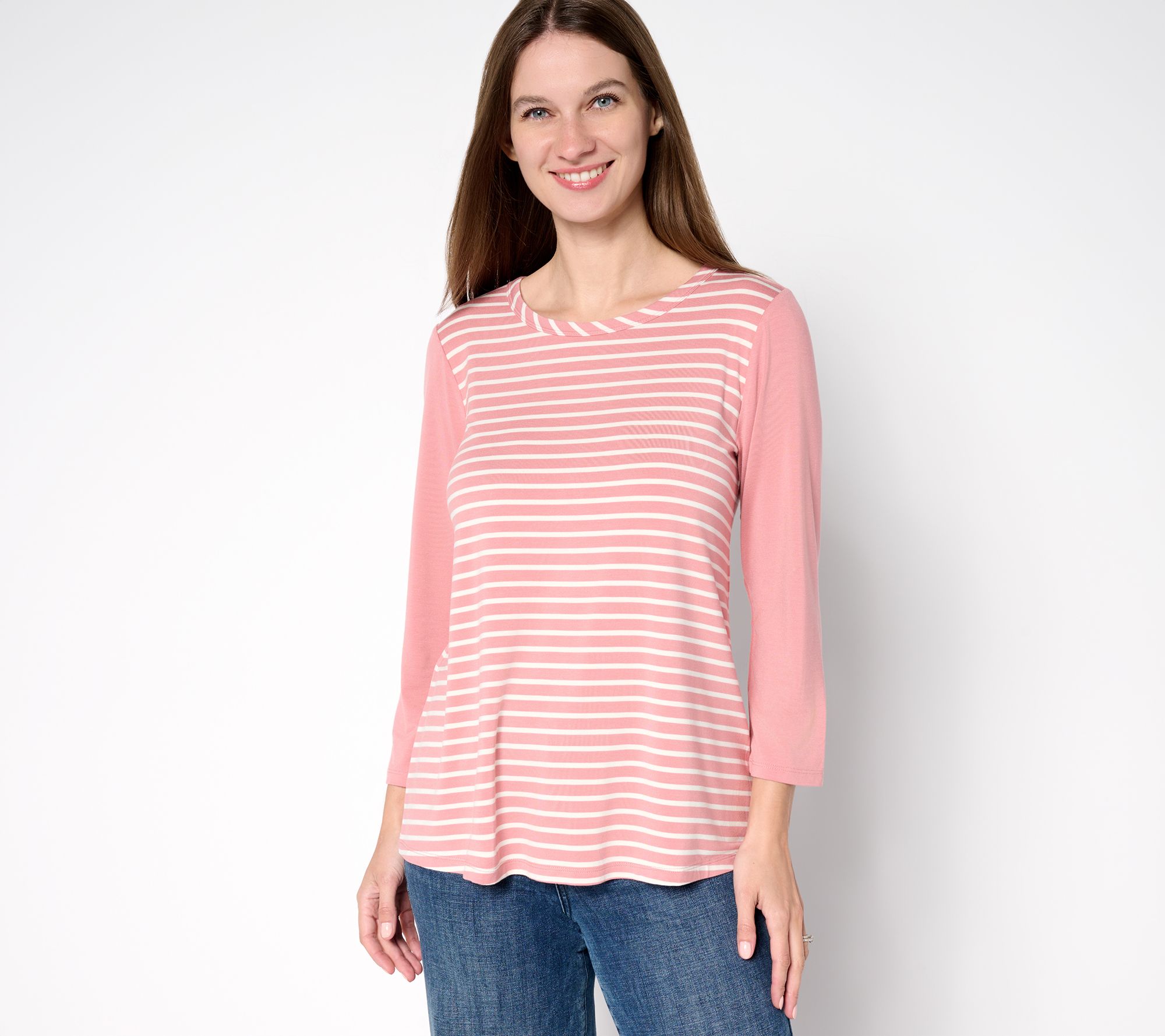 LOGO by Lori Goldstein Rayon 230 Stripe Top