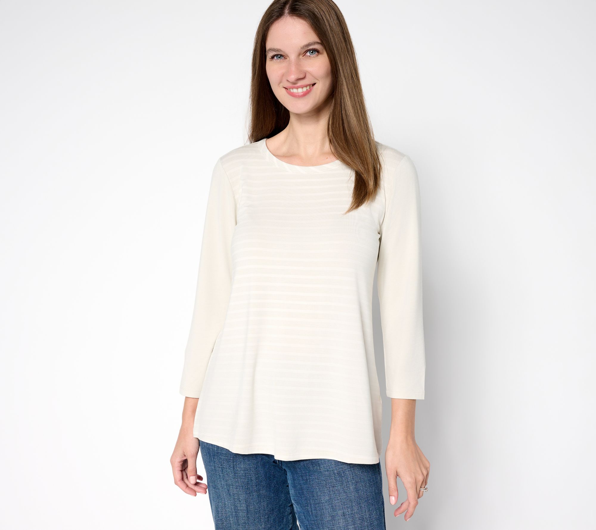 LOGO by Lori Goldstein Rayon 230 Stripe Top