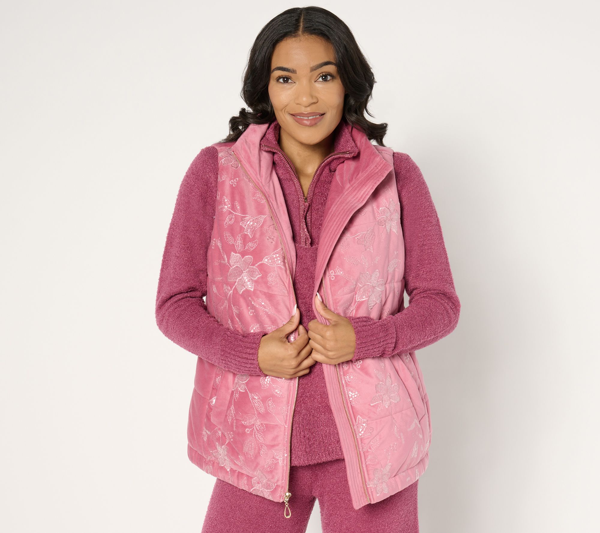 "As Is" Isaac Mizrahi Live! Apres Sequin Embroidered Vest