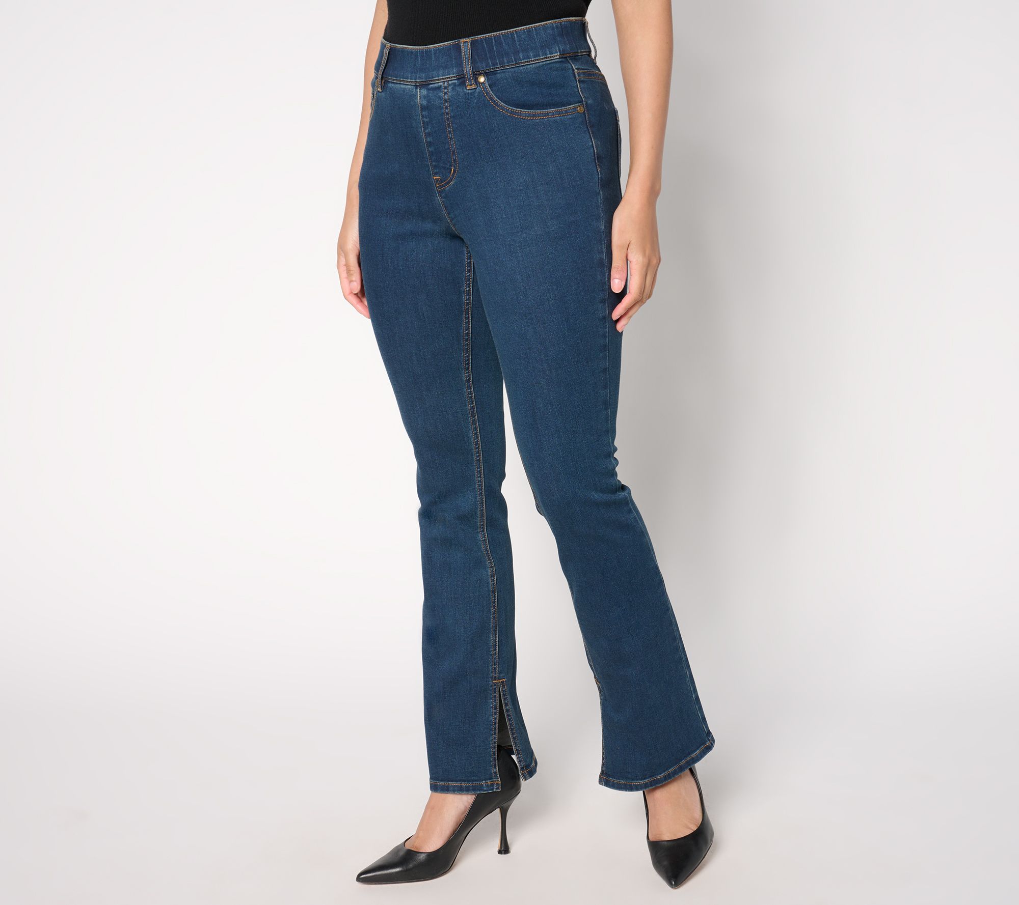 "As Is" Isaac Mizrahi Live! Petite Indigo Denim Slim Bootcut Jeans
