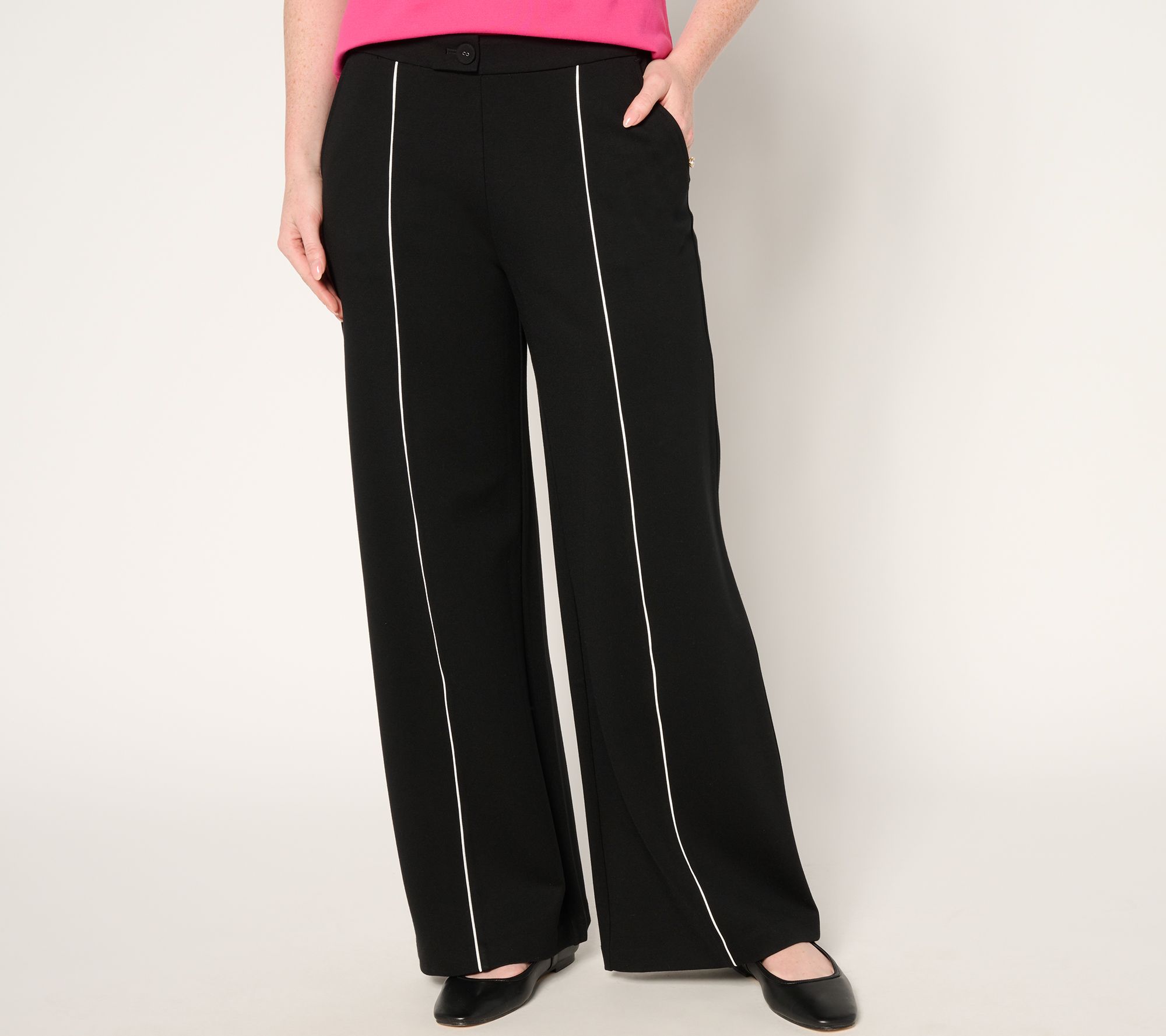 "As Is" Isaac Mizrahi Live! Regular Sublime Stretch Ponte Wide Leg Pants