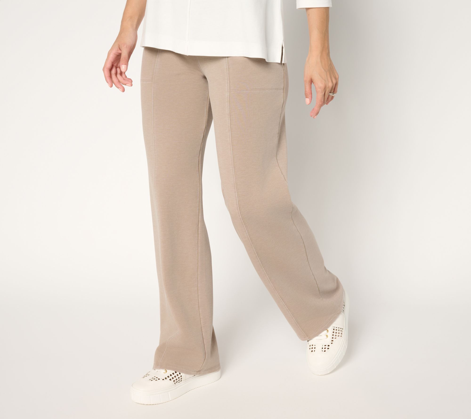 LOGO by Lori Goldstein Regular Full Length Pull On Knit Pants
