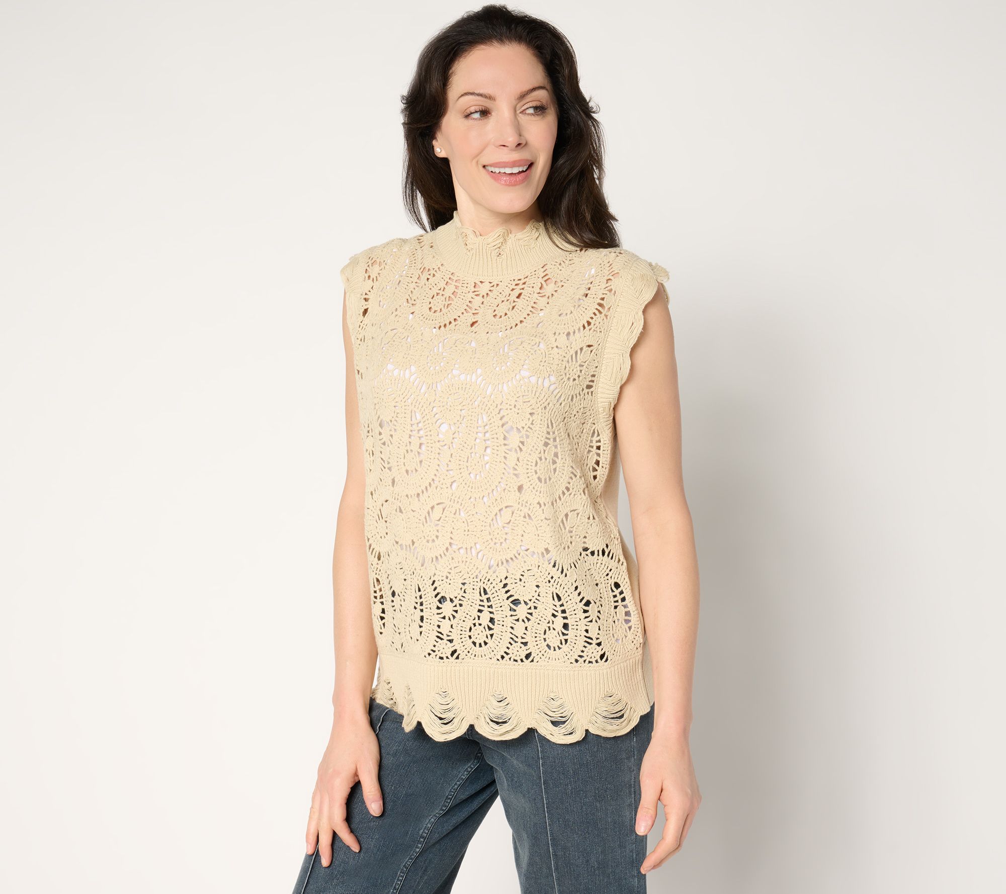 "As Is" Peace Love World Novelty Paisley Sleeveless Sweater