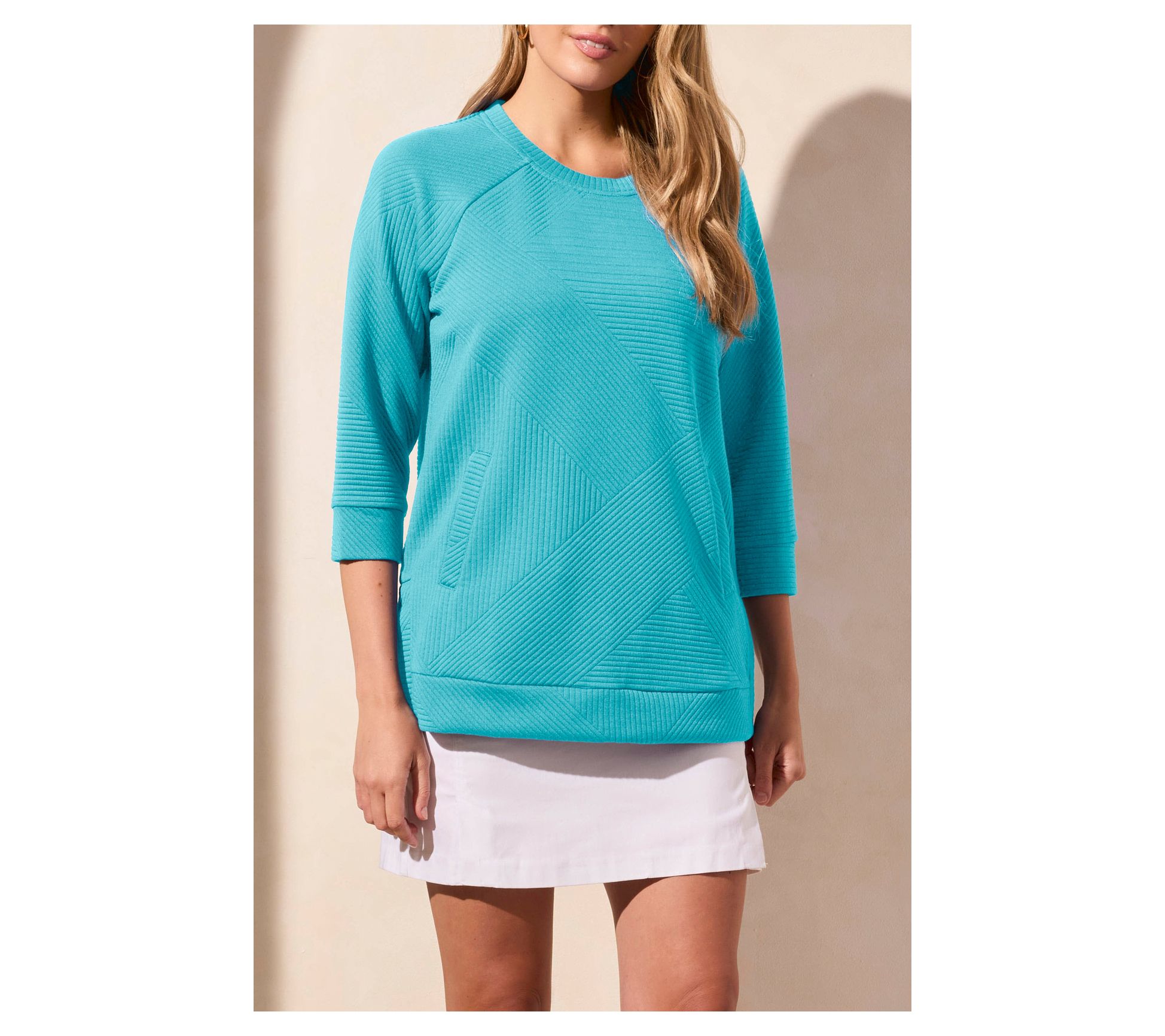 Tribal Quilted Knit Tunic With Pockets