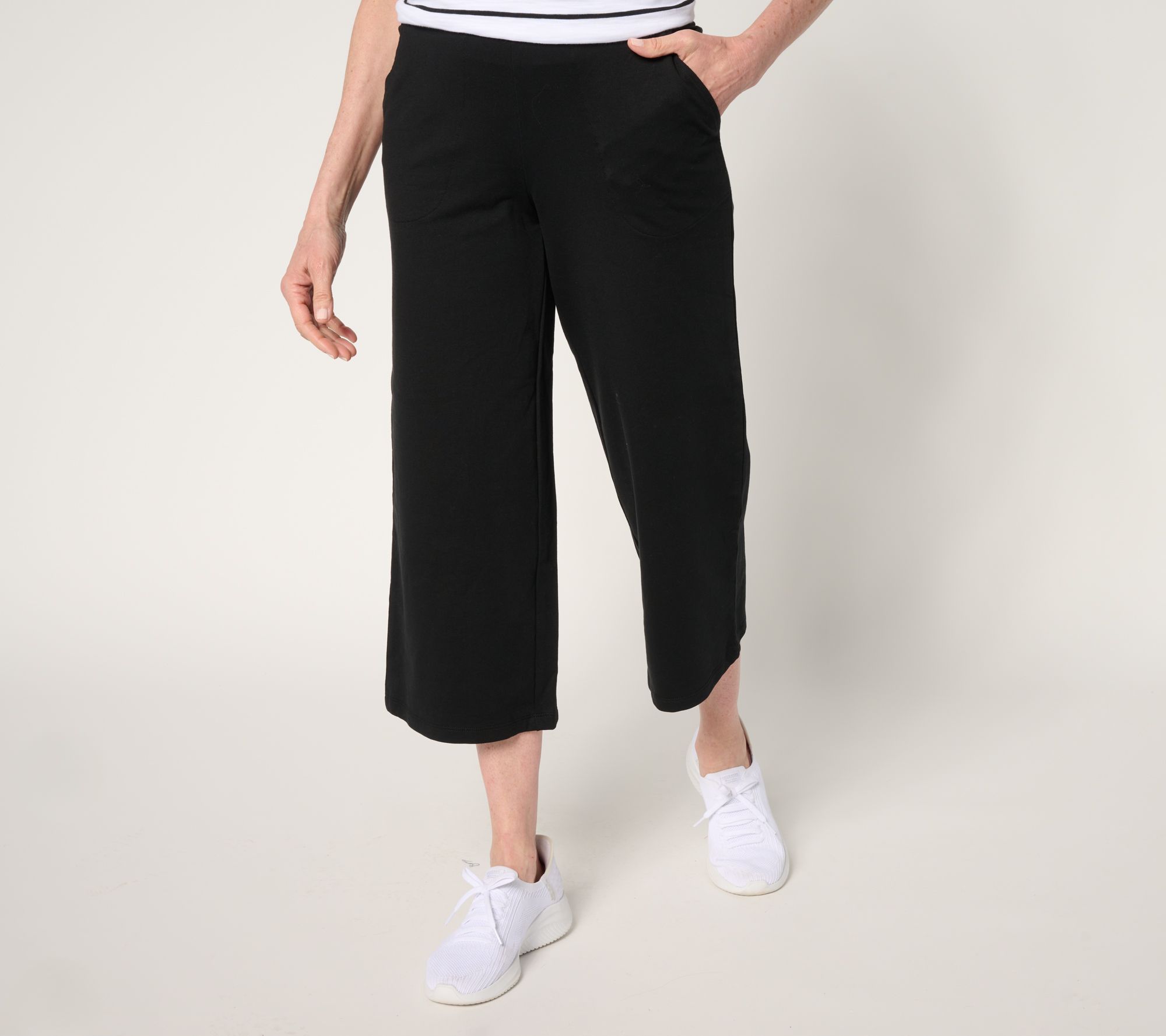"As Is" Denim & Co. Regular EasyWear French Terry Crop Pant