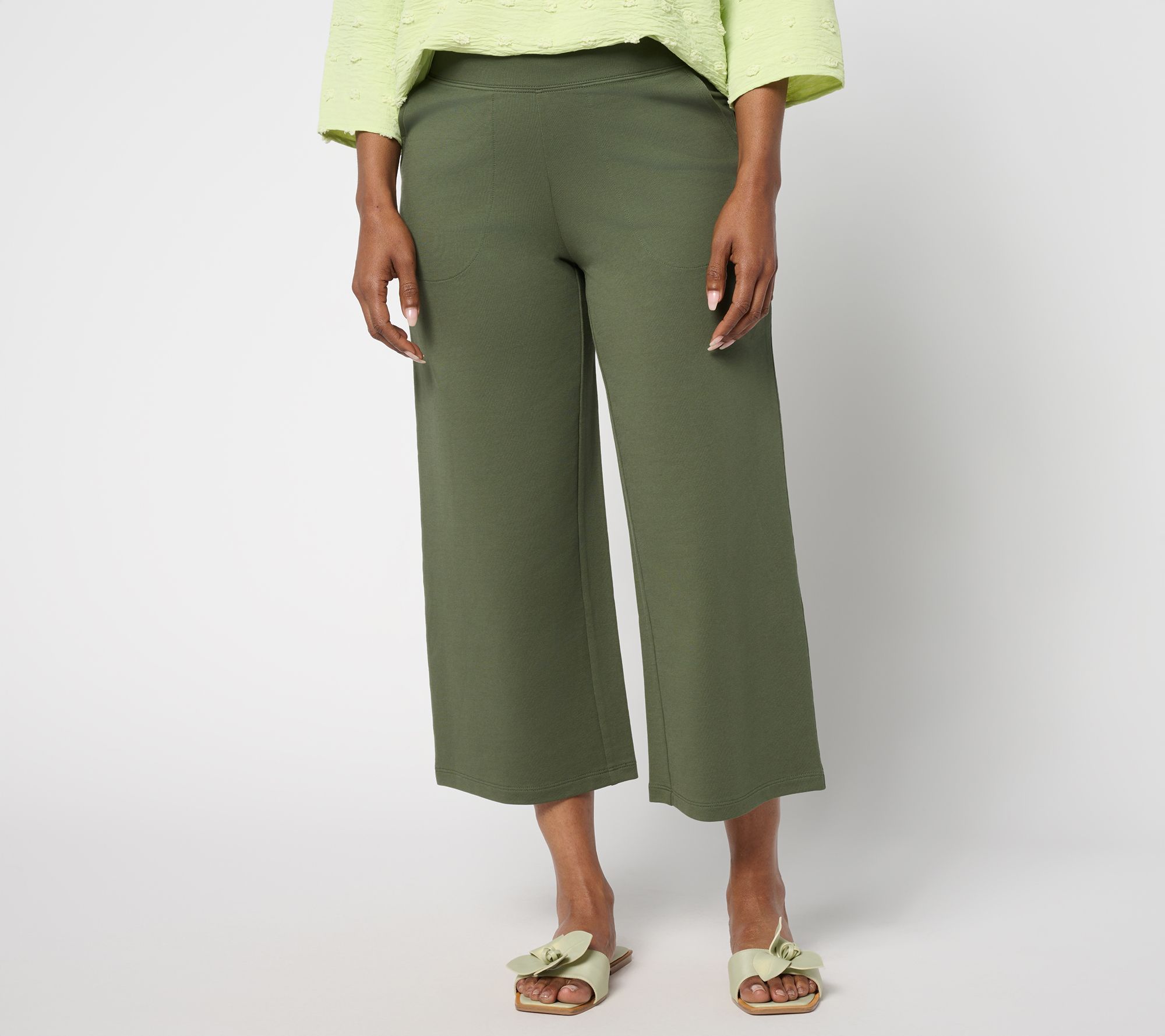 "As Is" Denim & Co. Regular EasyWear French Terry Crop Pant