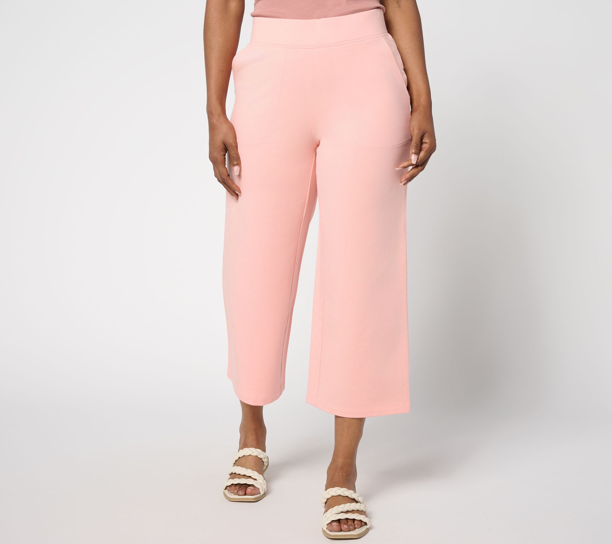 "As Is" Denim & Co. Regular EasyWear French Terry Crop Pant