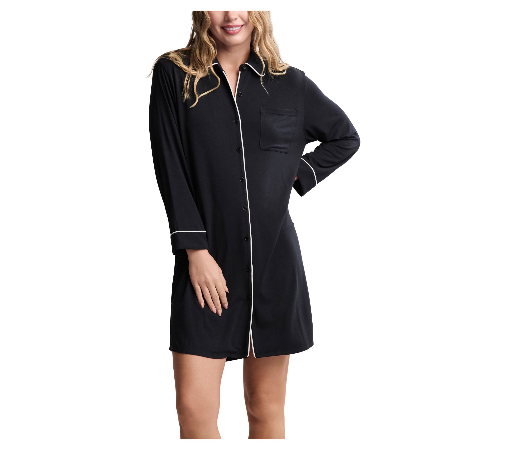 Barefoot Dreams Luxe Milk Jersey Sleep Shirt with Piping