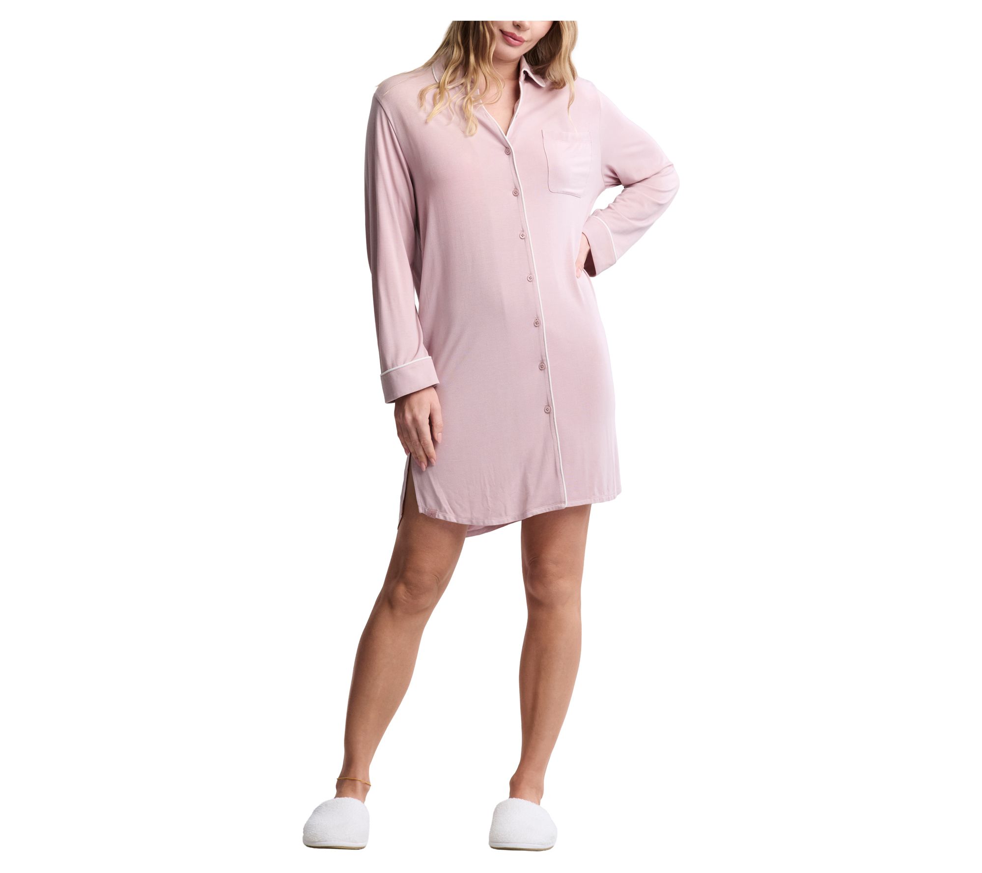 Barefoot Dreams Luxe Milk Jersey Sleep Shirt with Piping