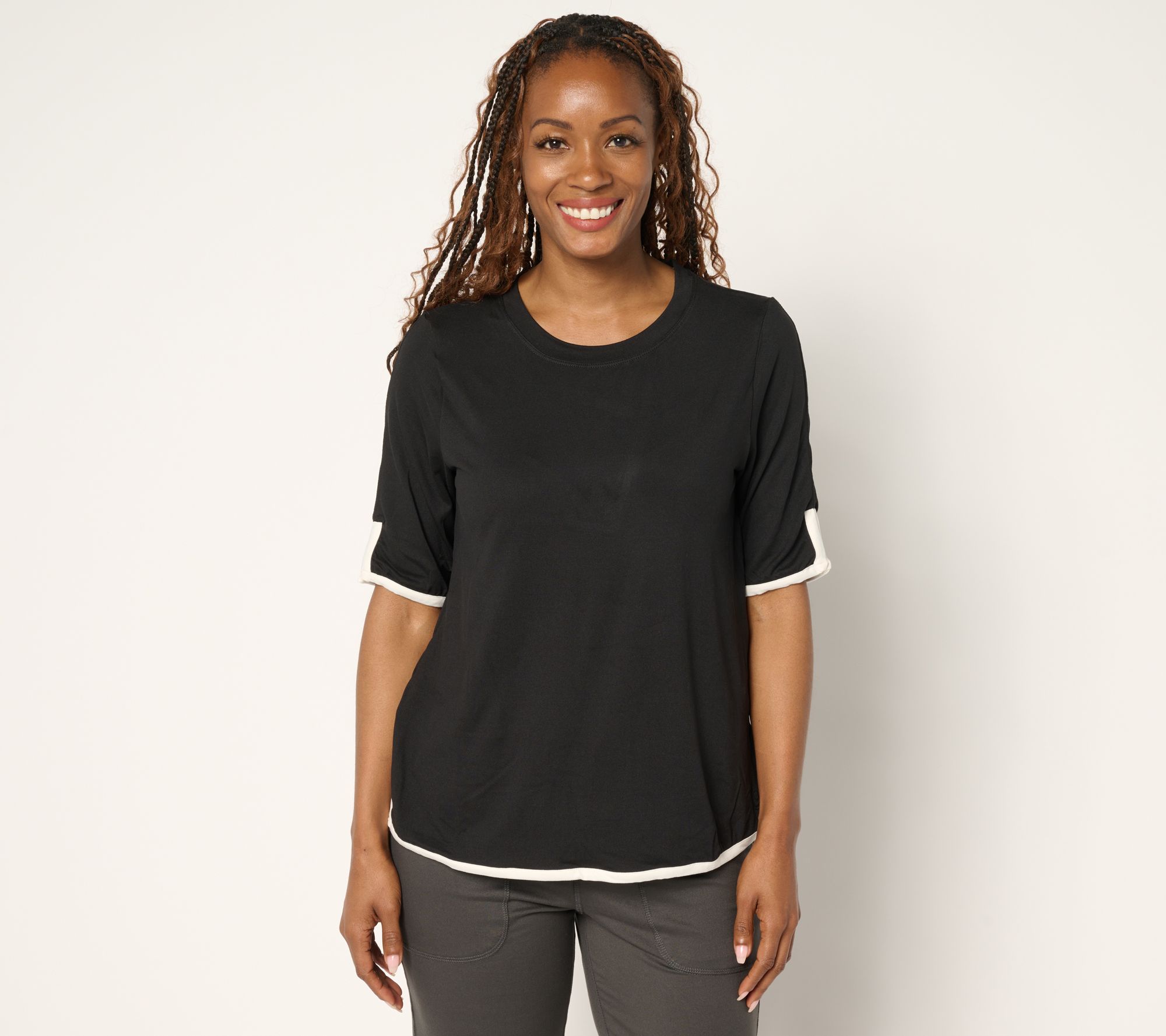 "As Is" Cuddl Duds Flexwear Color Accent Tee
