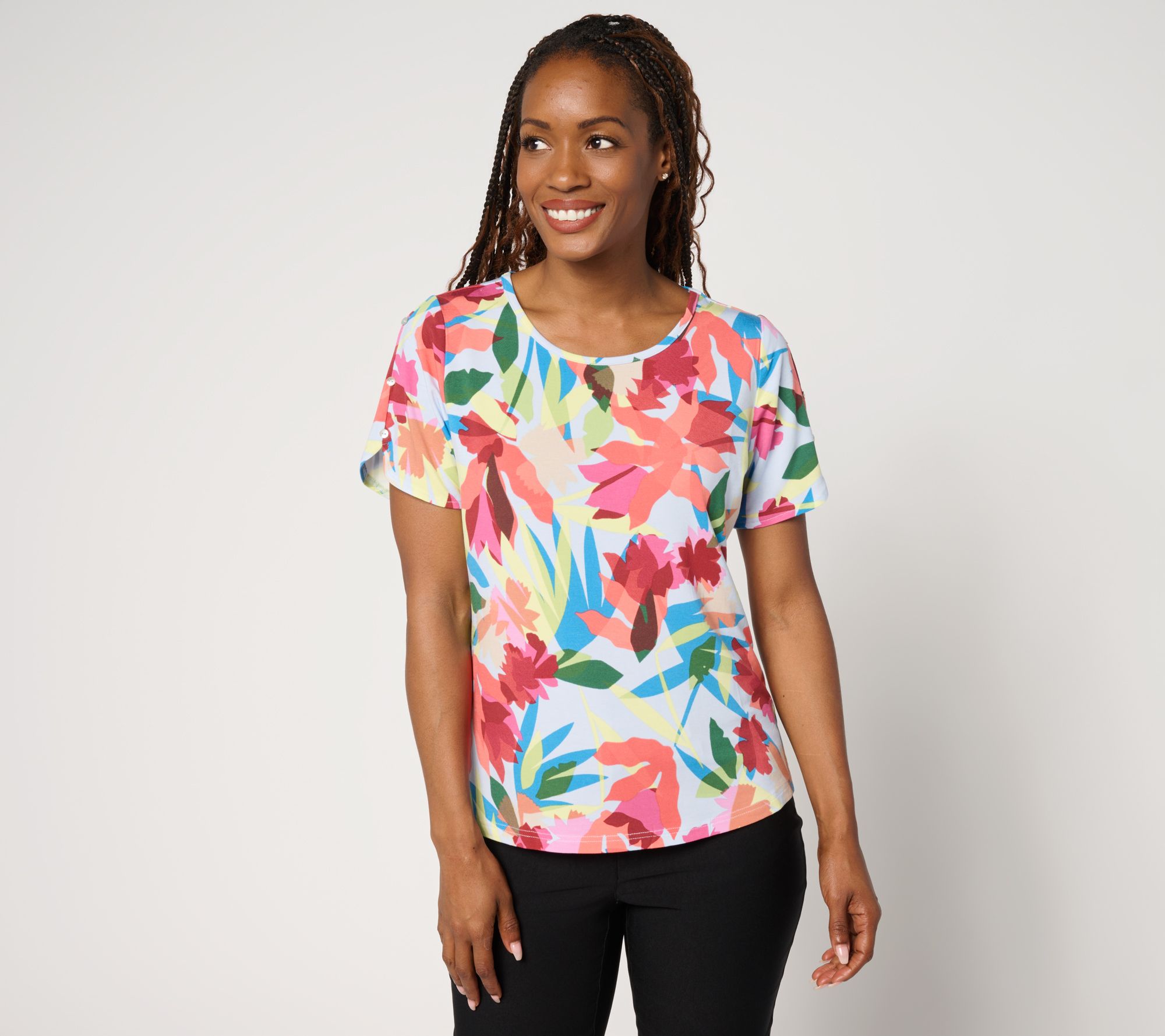 "As Is" nicole by Nicole Miller Short Sleeve Crew Neck T-Shirt