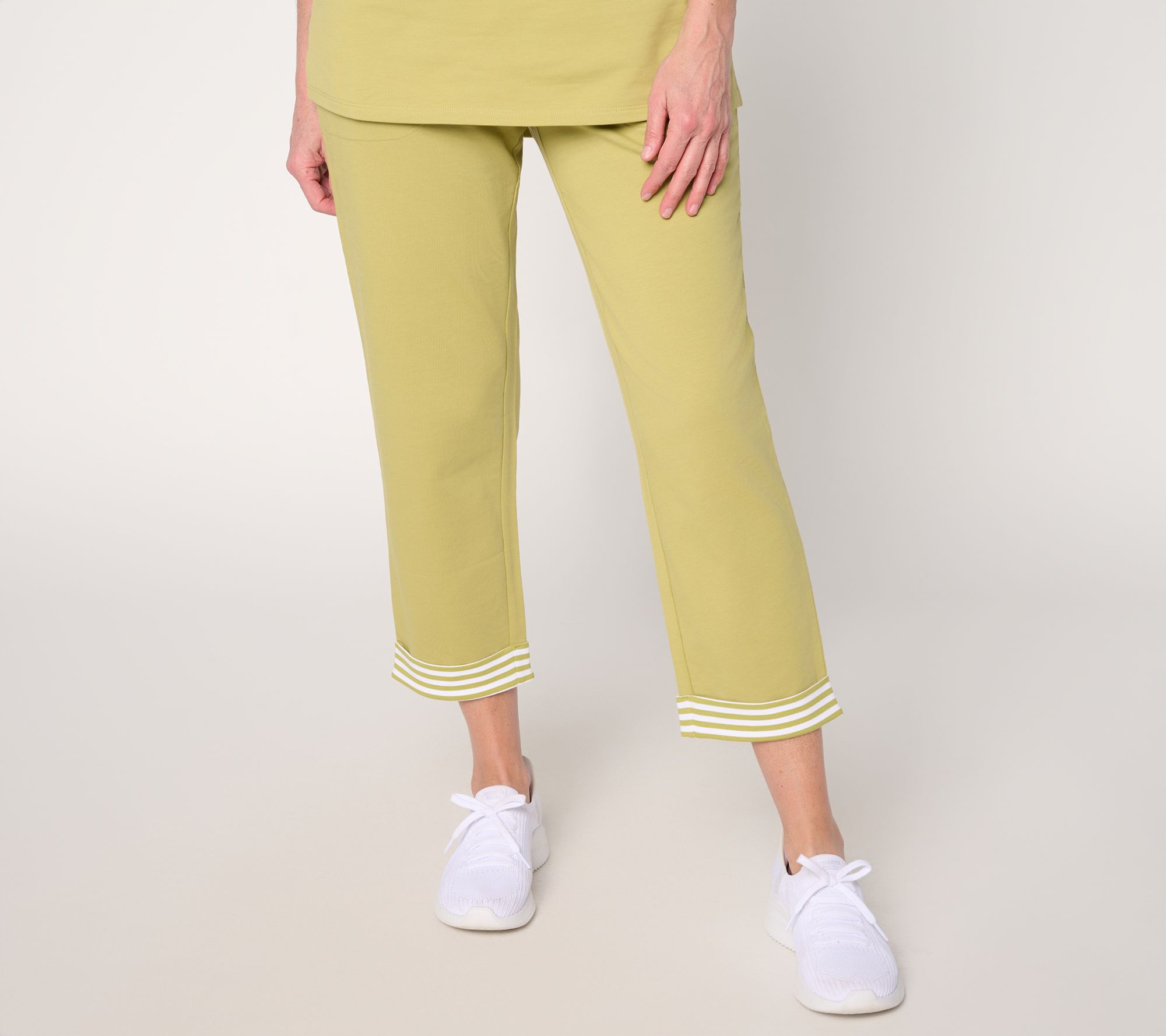 Denim & Co. Active Regular French Terry Straight Leg Crop Pants