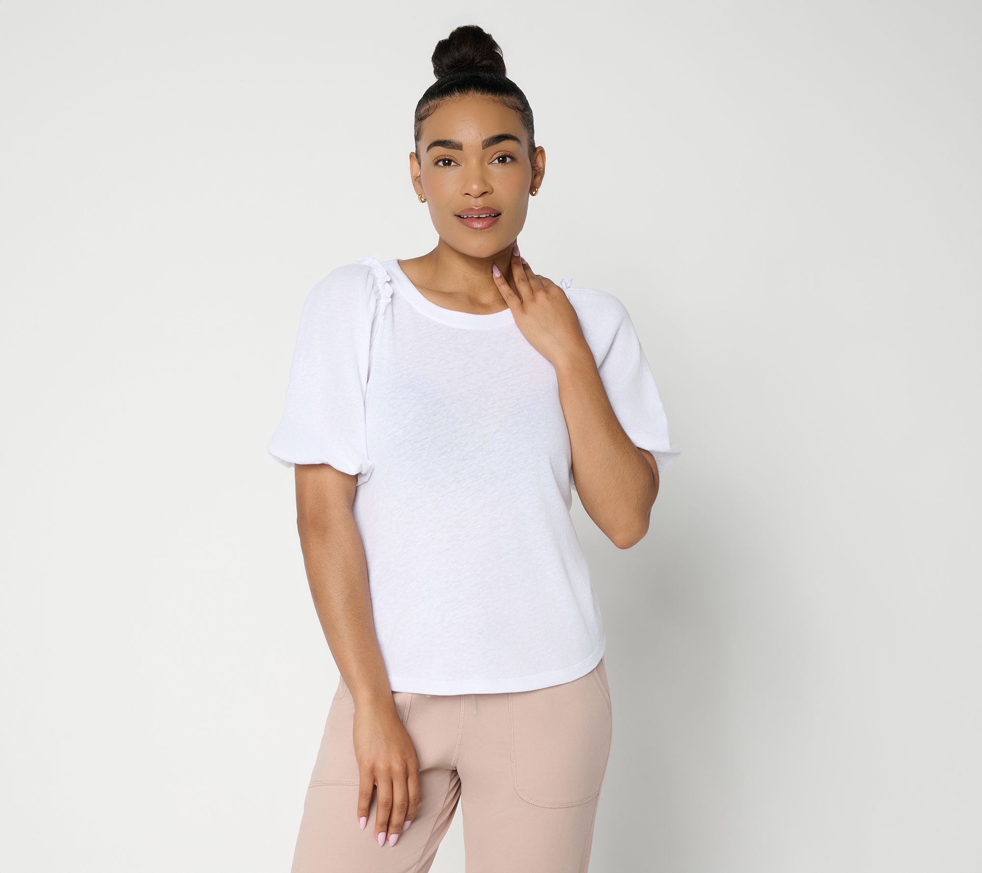 Barefoot Dreams Slub Jersey Puff Sleeve Tee