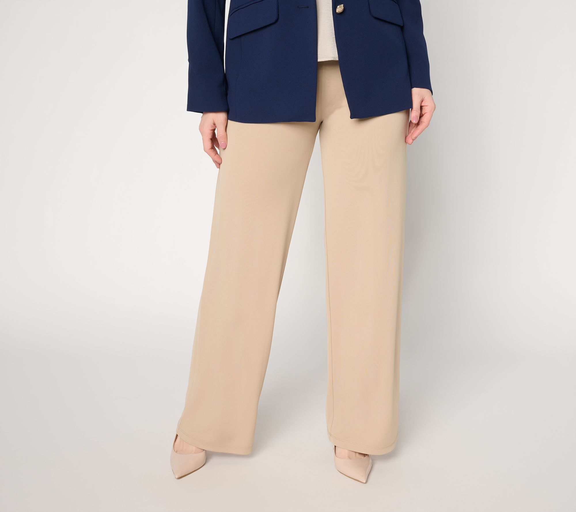 Dennis Basso Regular Luxe Jersey Wide Leg Pant with ant Wide Waistband