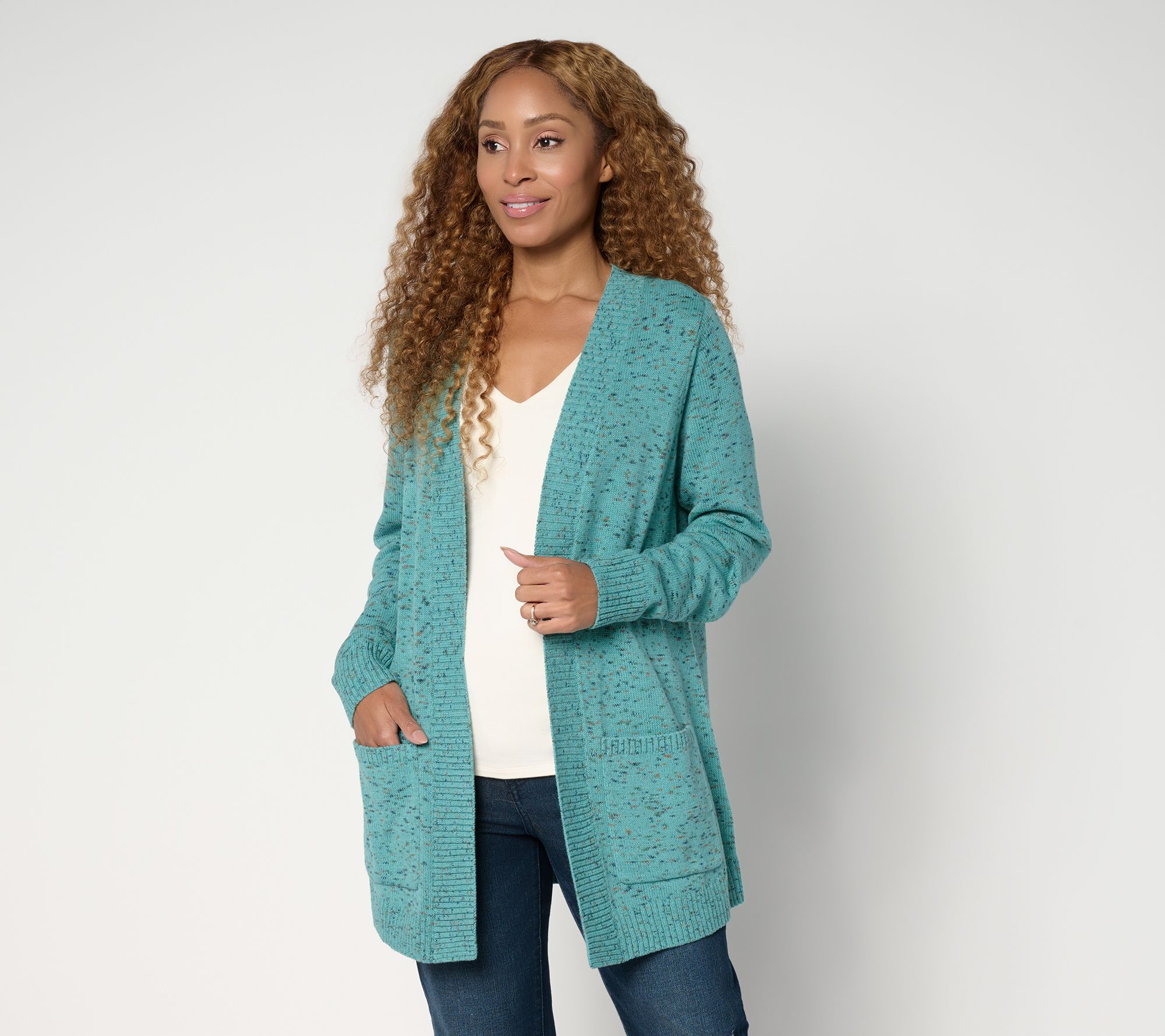 "As Is" Belle by Kim Gravel Confetti Open Front Cardigan